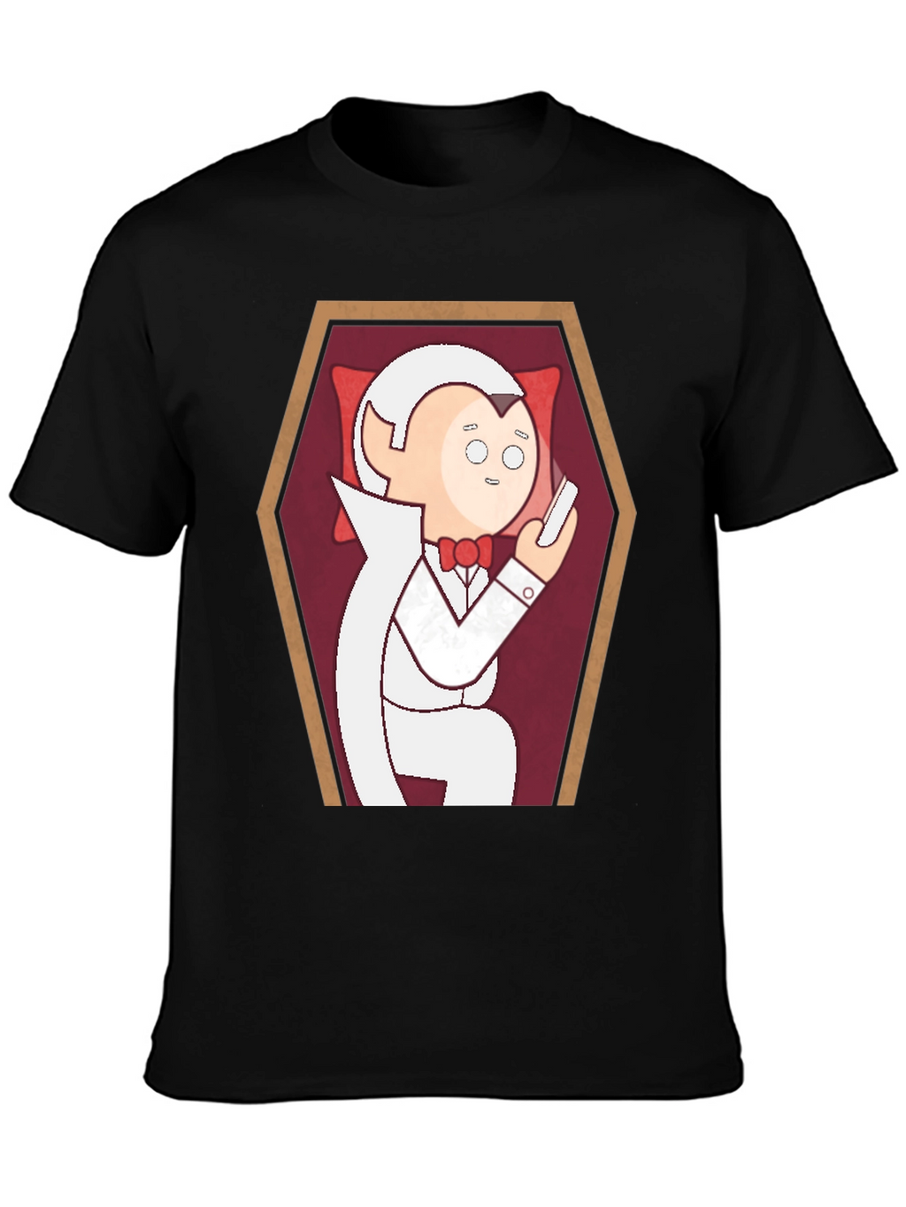 Funny Cartoon Vampire in Coffin Graphic T-Shirt