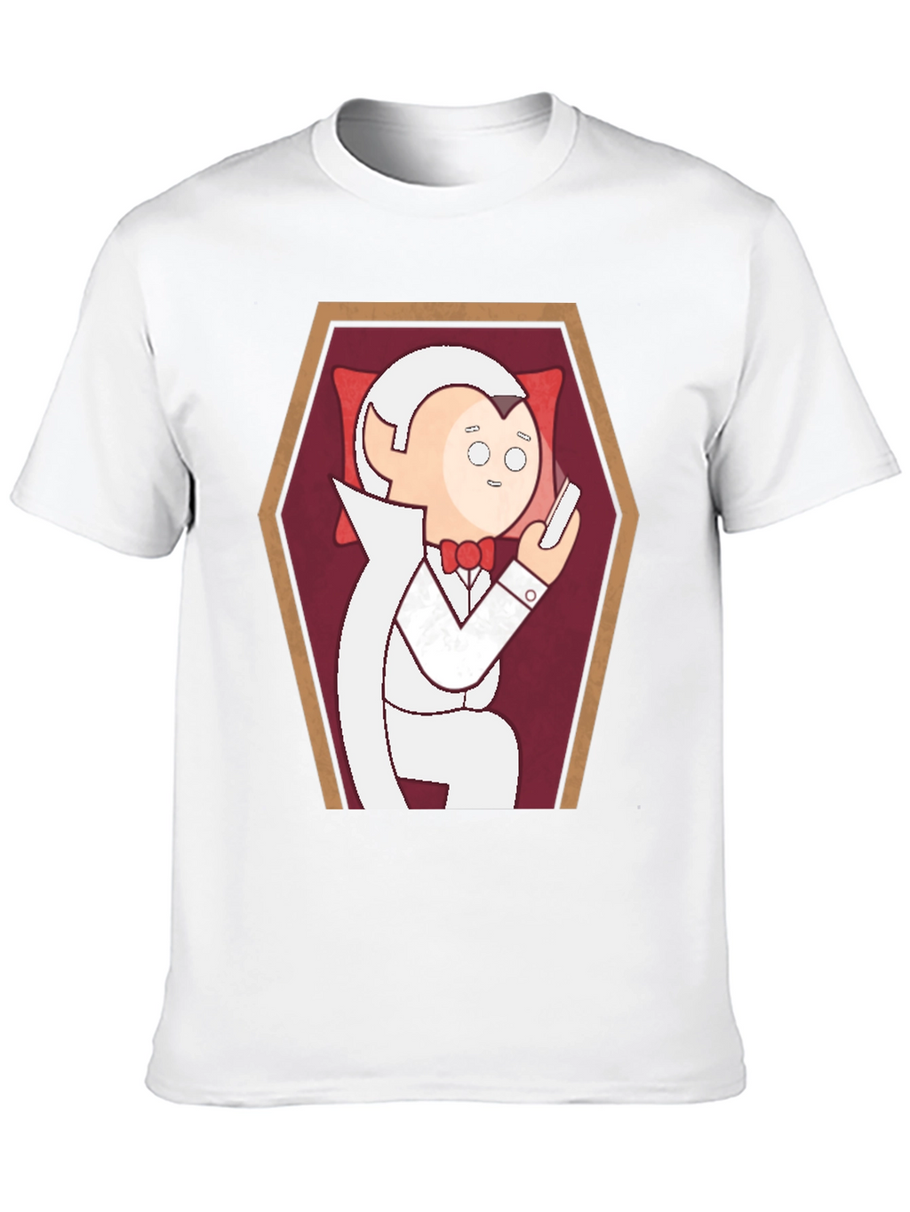 Funny Cartoon Vampire in Coffin Graphic T-Shirt