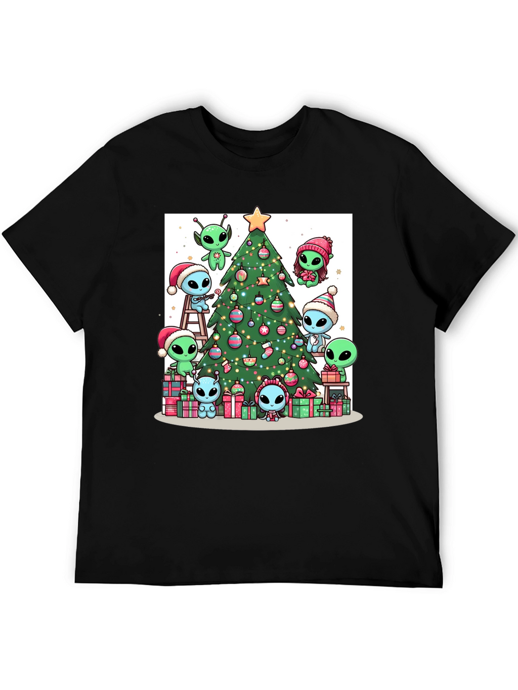 Alien Christmas Tree Graphic T-Shirt