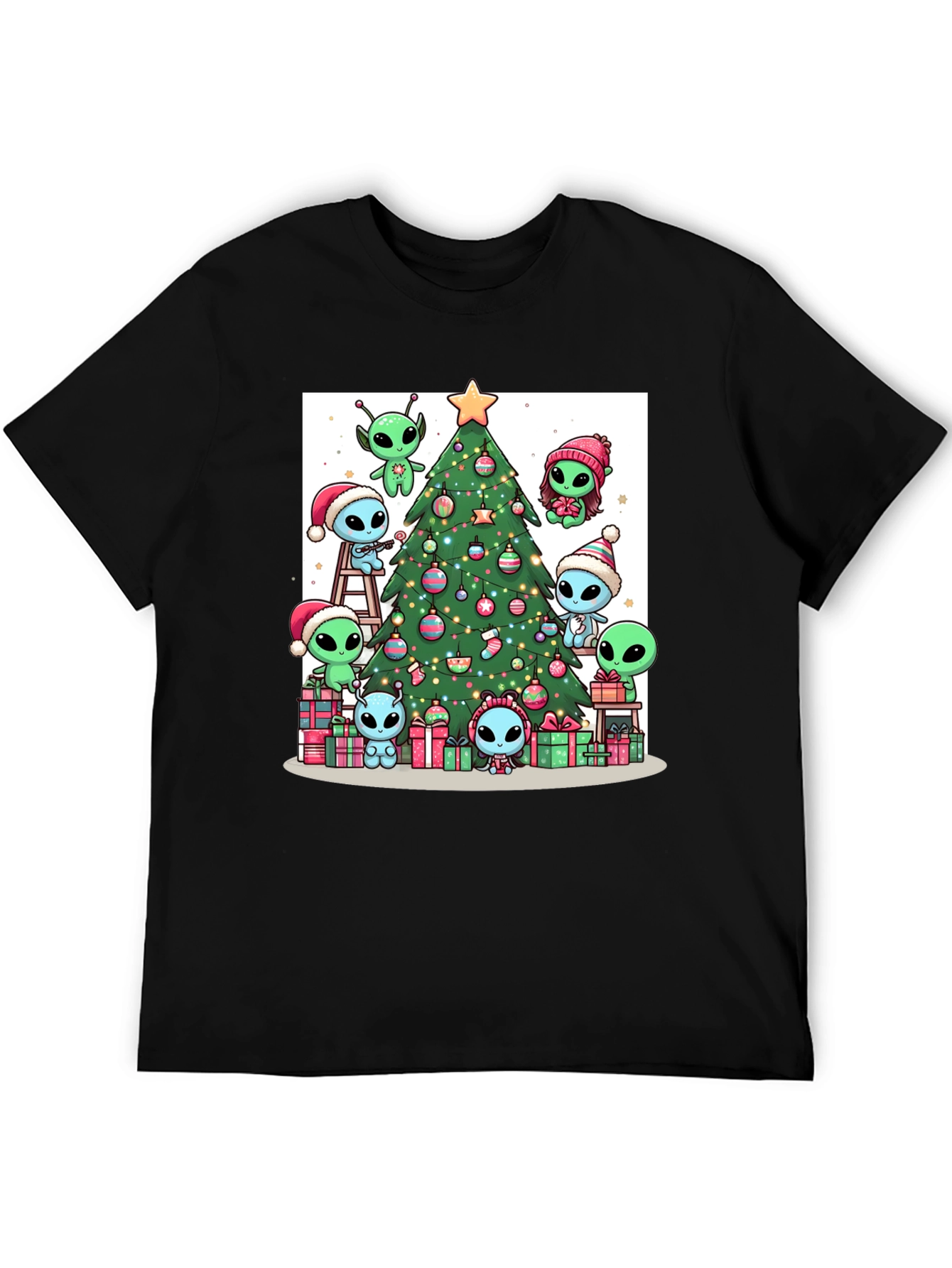 Alien Christmas Tree Graphic T-Shirt