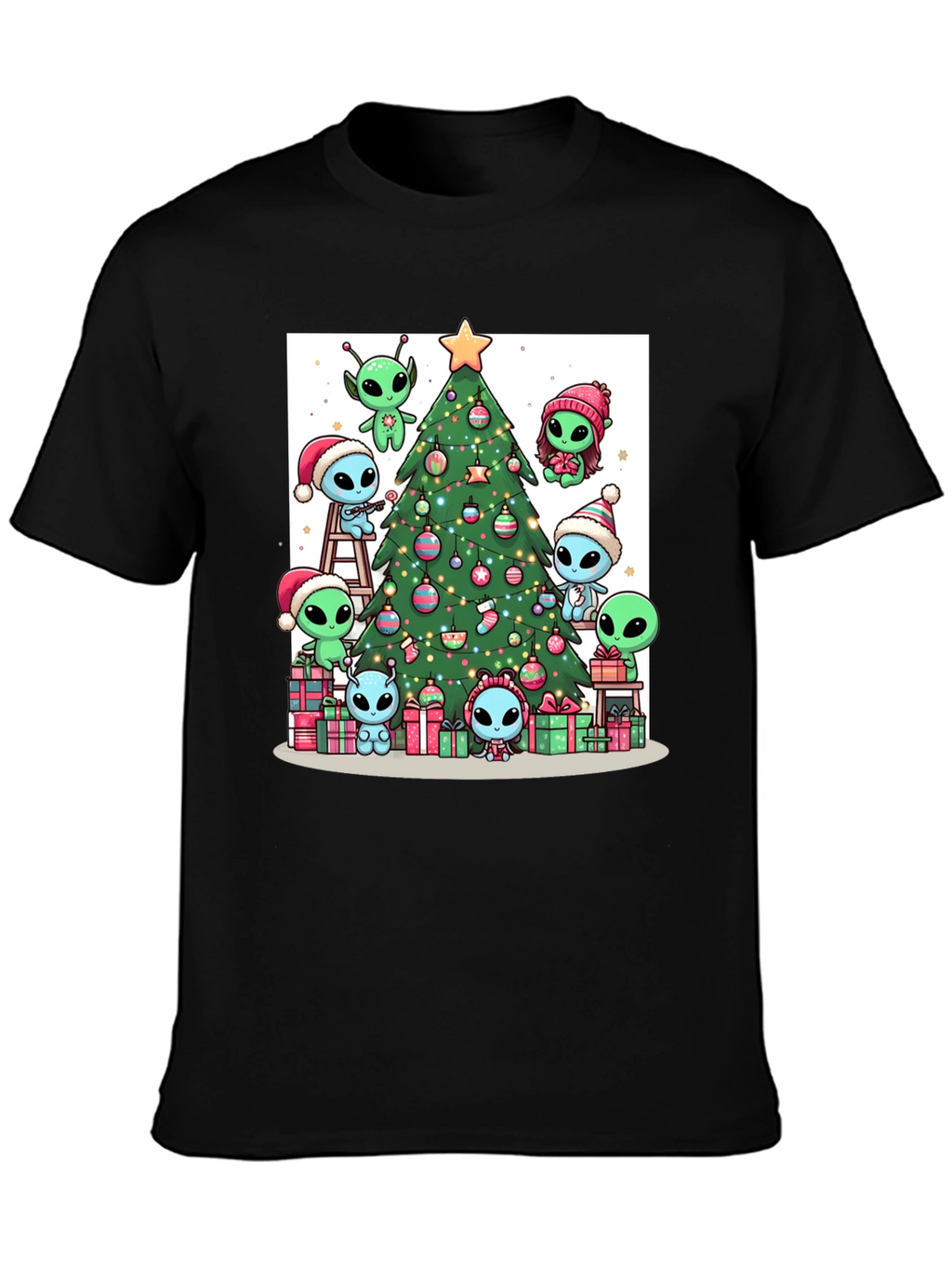 Alien Christmas Tree Graphic T-Shirt