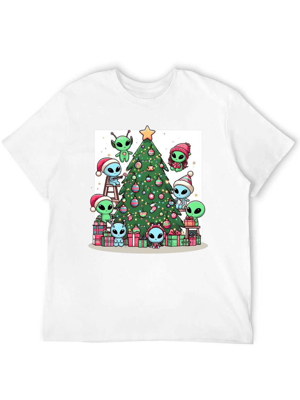 Alien Christmas Tree Graphic T-Shirt