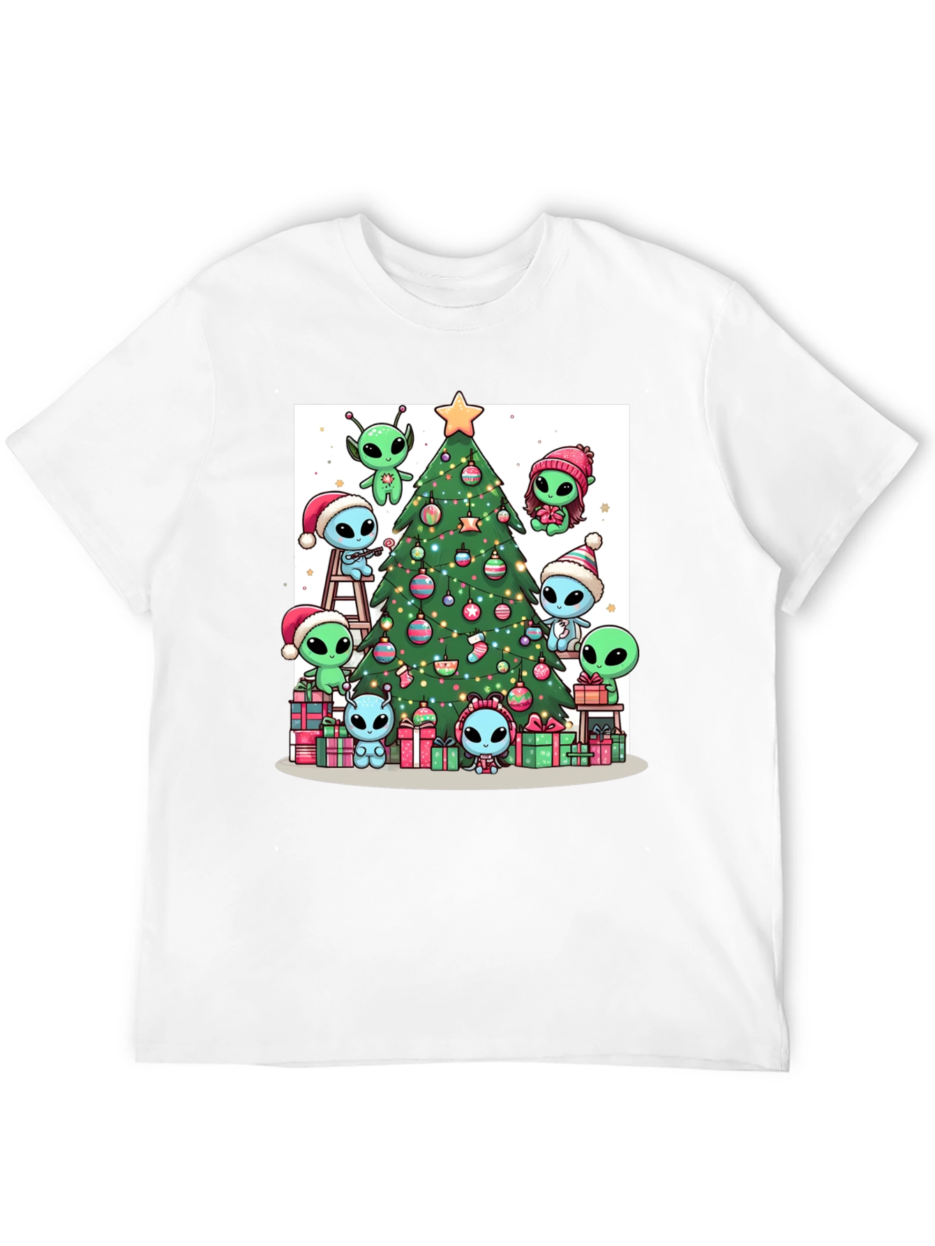 Alien Christmas Tree Graphic T-Shirt