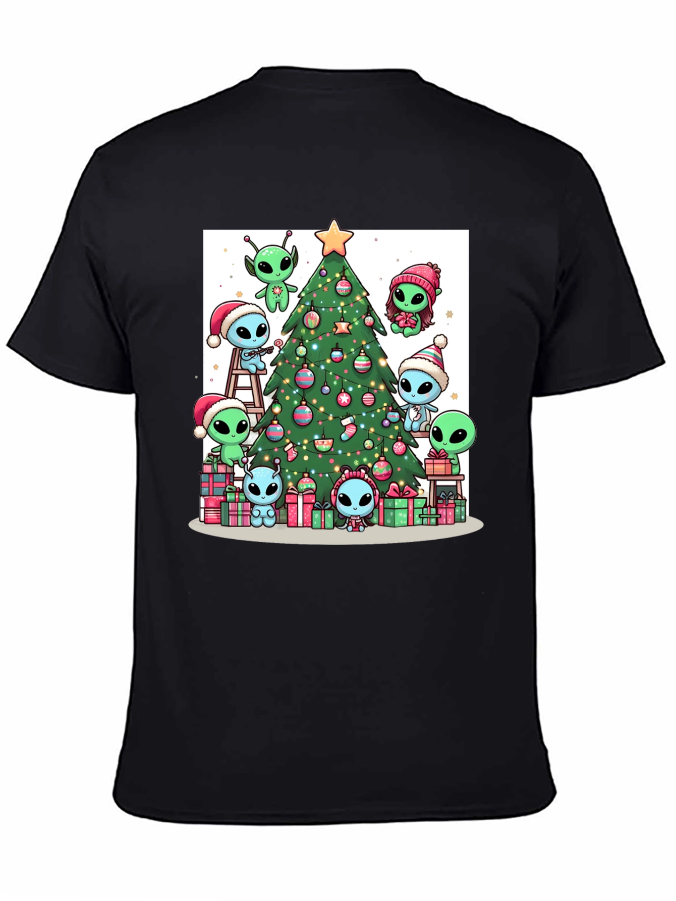 Alien Christmas Tree Graphic T-Shirt