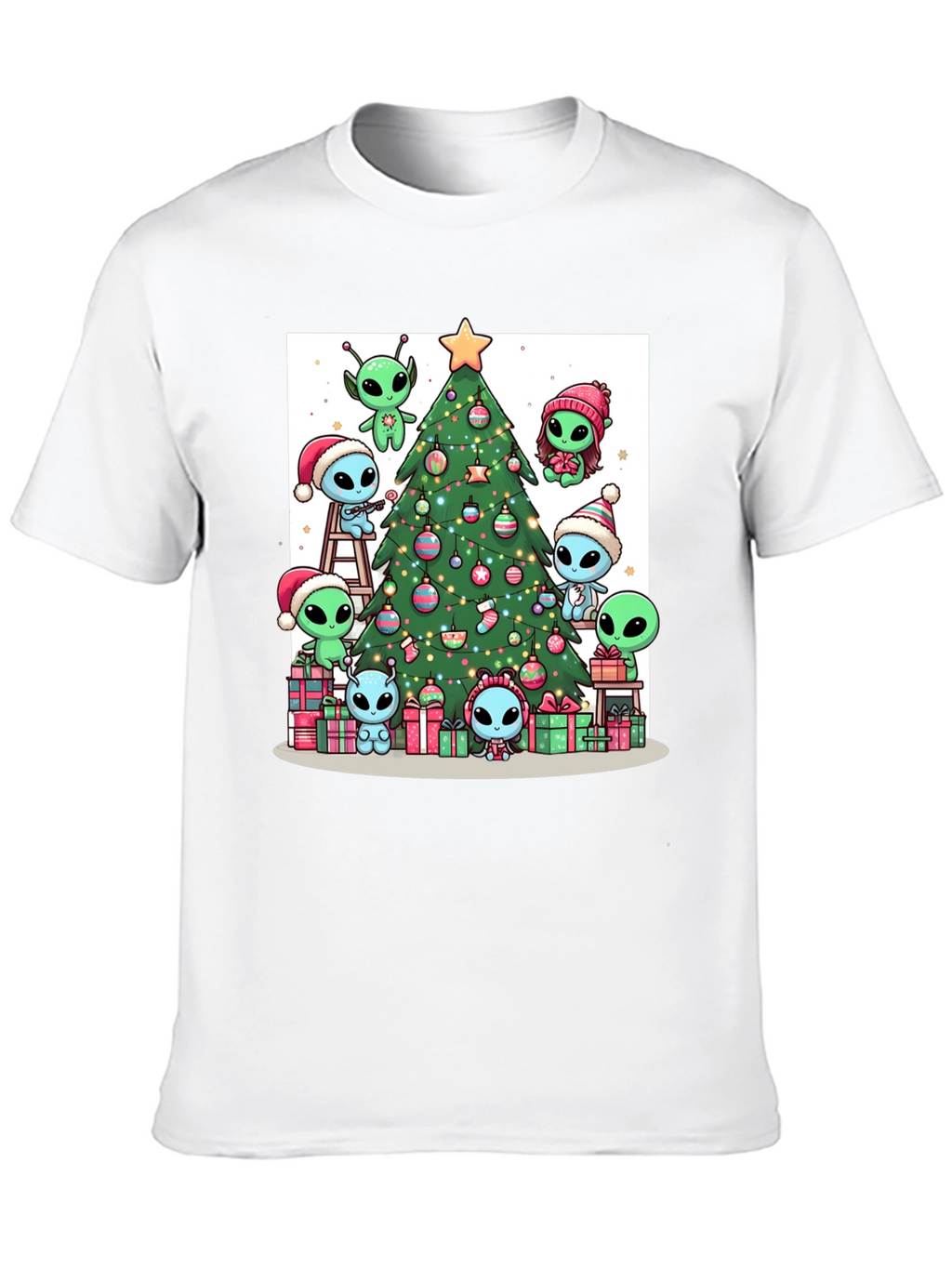 Alien Christmas Tree Graphic T-Shirt