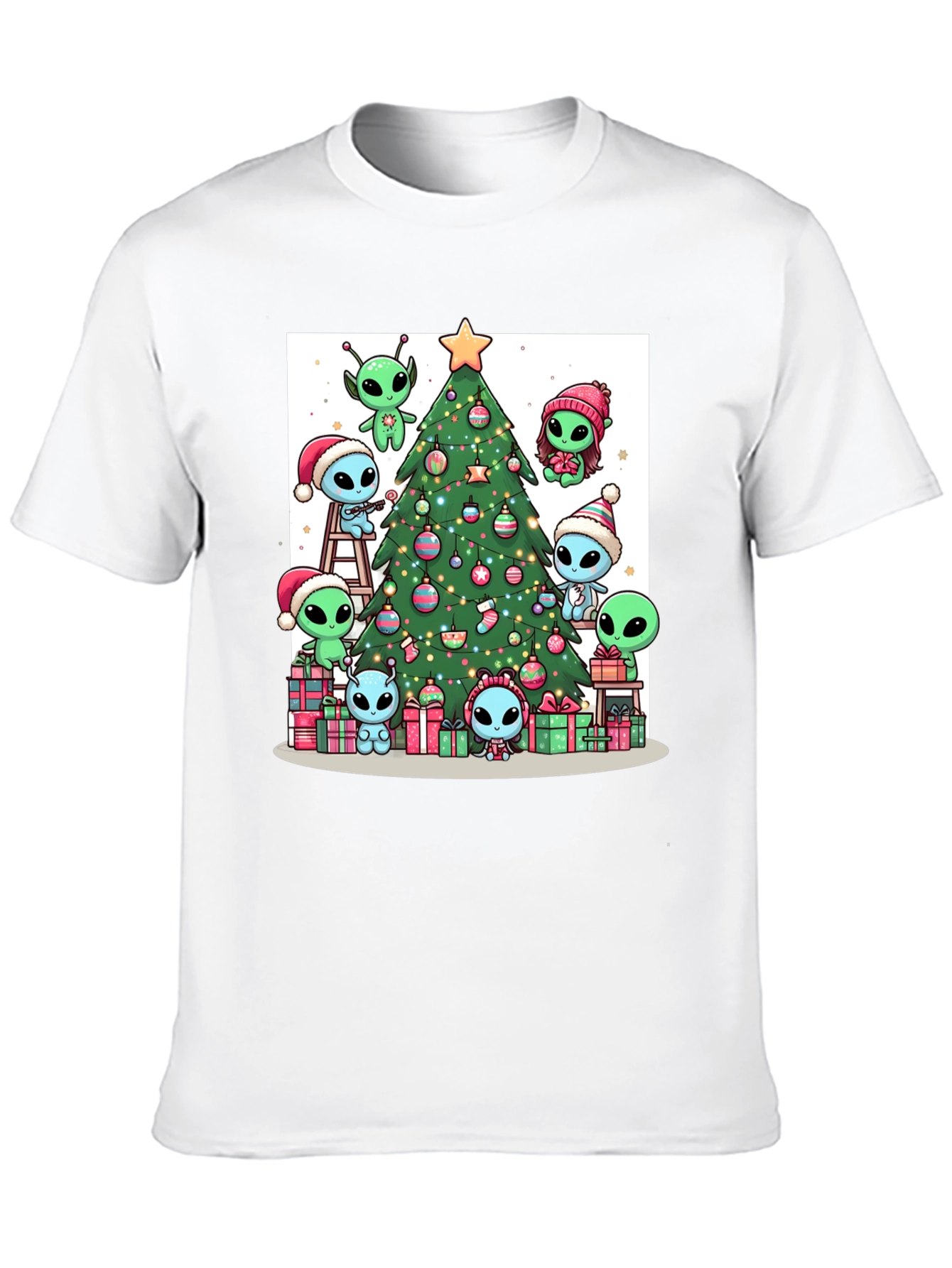 Alien Christmas Tree Graphic T-Shirt