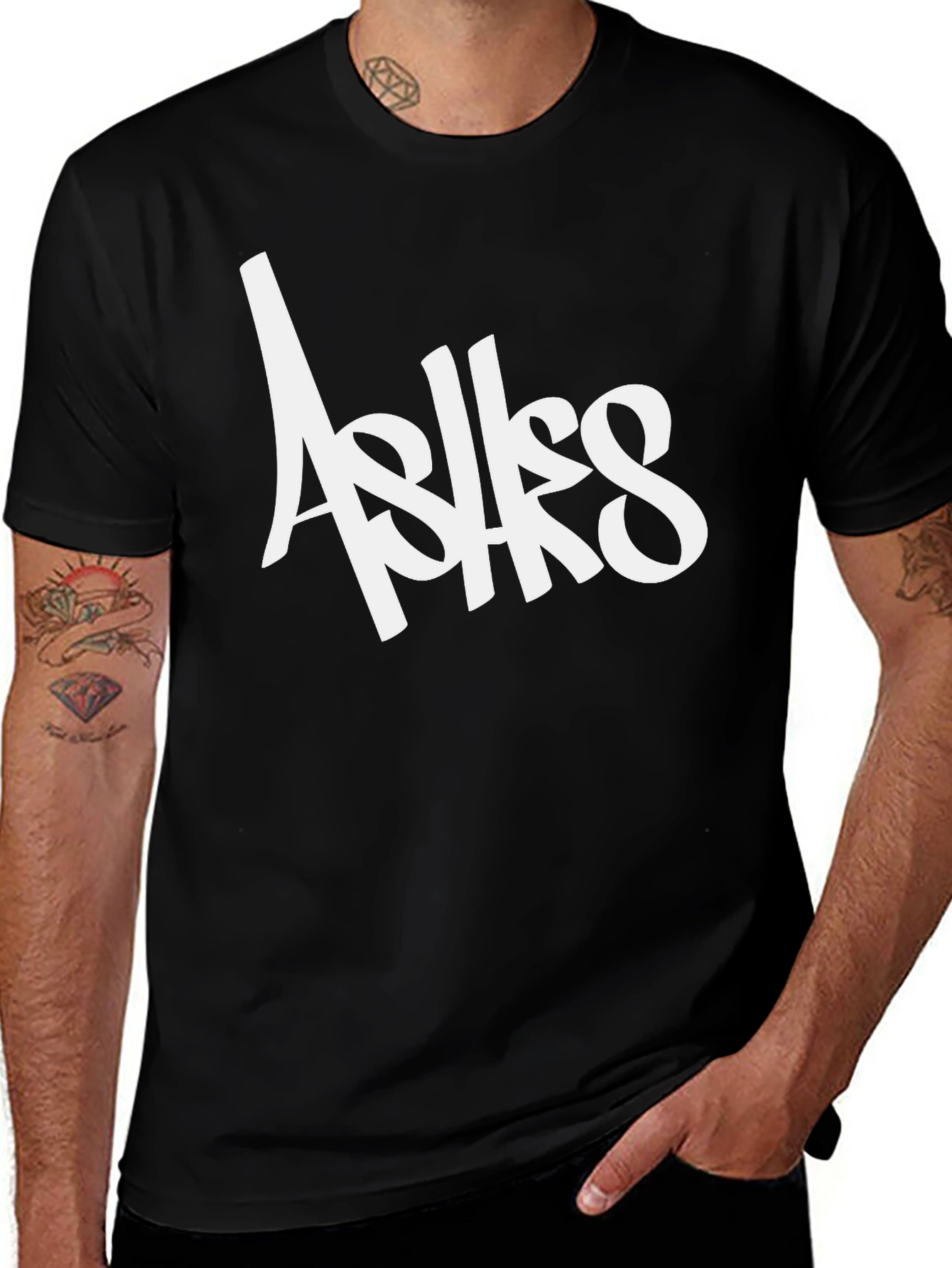 Ashes Graffiti Style Black T-Shirt for Men