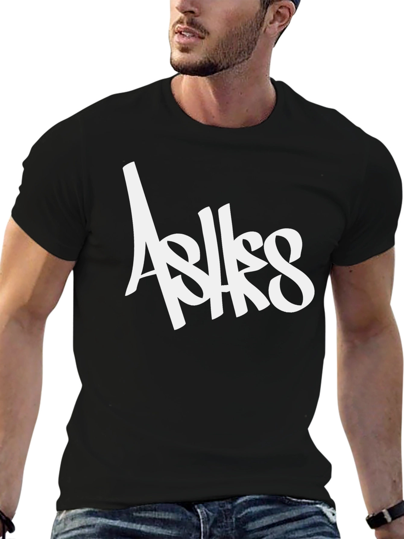 Ashes Graffiti Style Black T-Shirt for Men