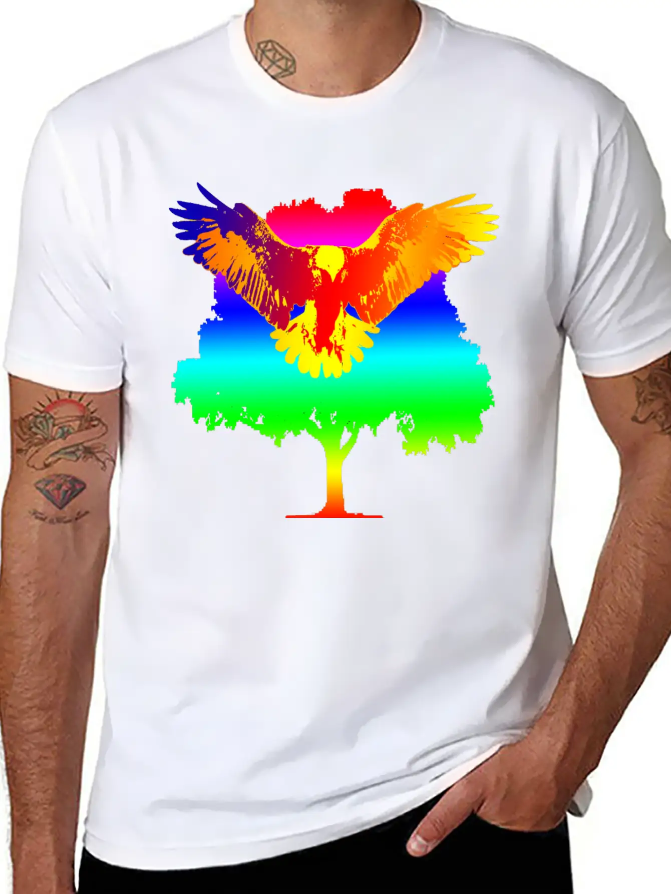 Eagle And Tree Breathable Graphic T-Shirt – Perfect For Casual Days
