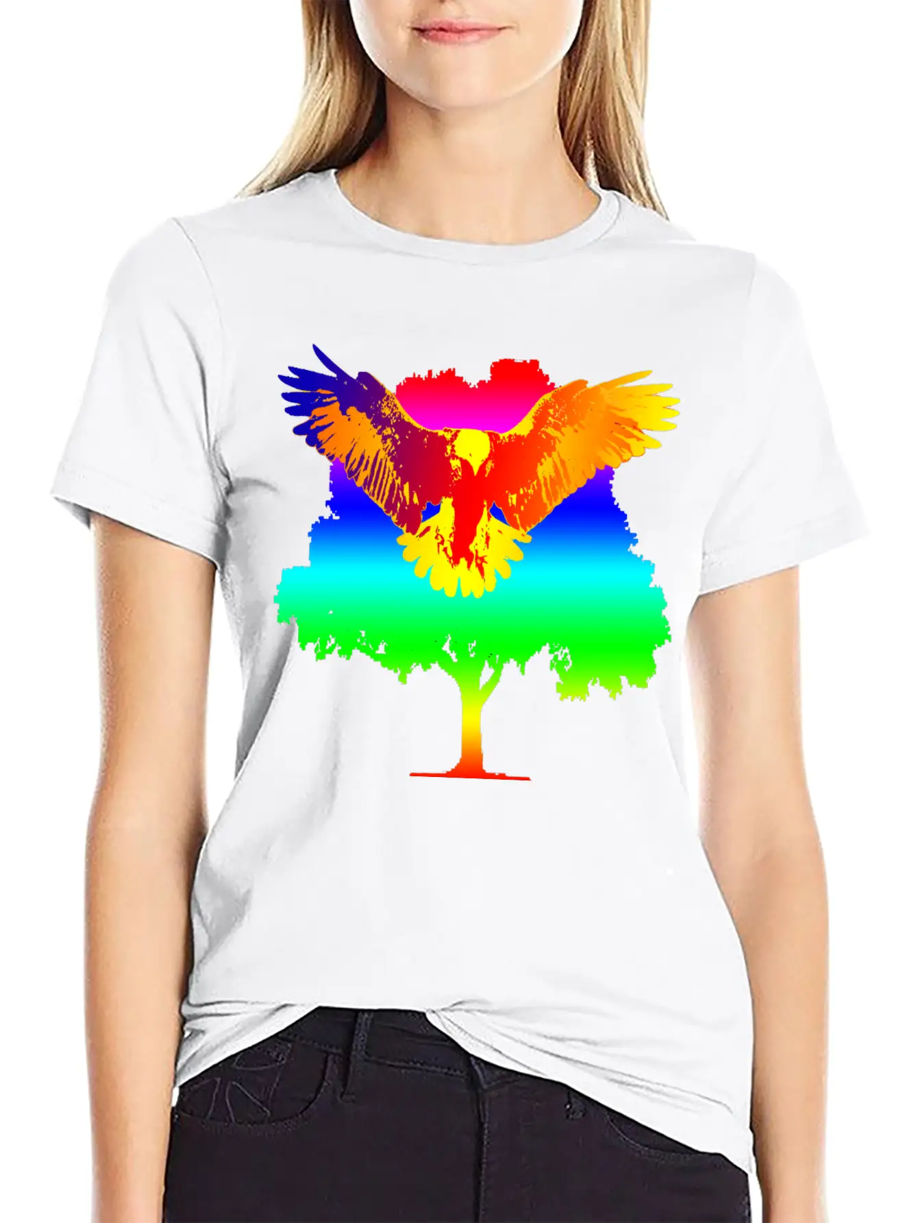 Eagle And Tree Breathable Graphic T-Shirt – Perfect For Casual Days