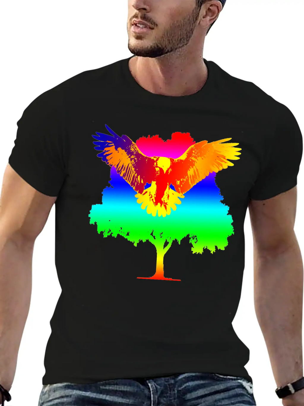 Eagle And Tree Breathable Graphic T-Shirt – Perfect For Casual Days
