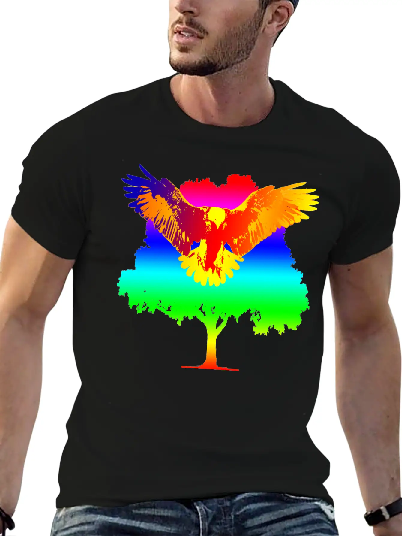 Eagle And Tree Breathable Graphic T-Shirt – Perfect For Casual Days