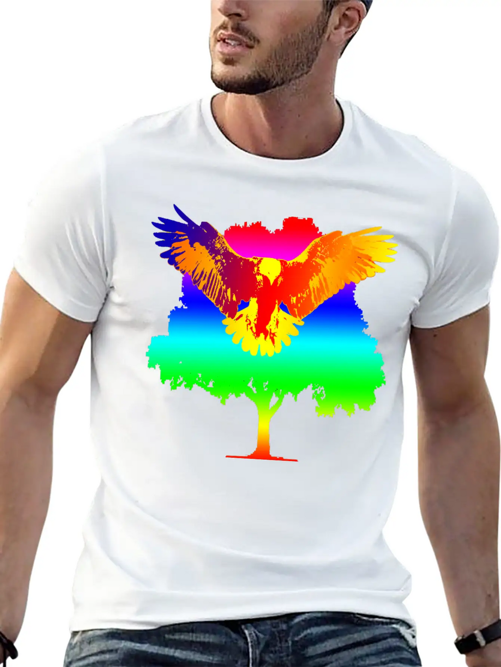 Eagle And Tree Breathable Graphic T-Shirt – Perfect For Casual Days