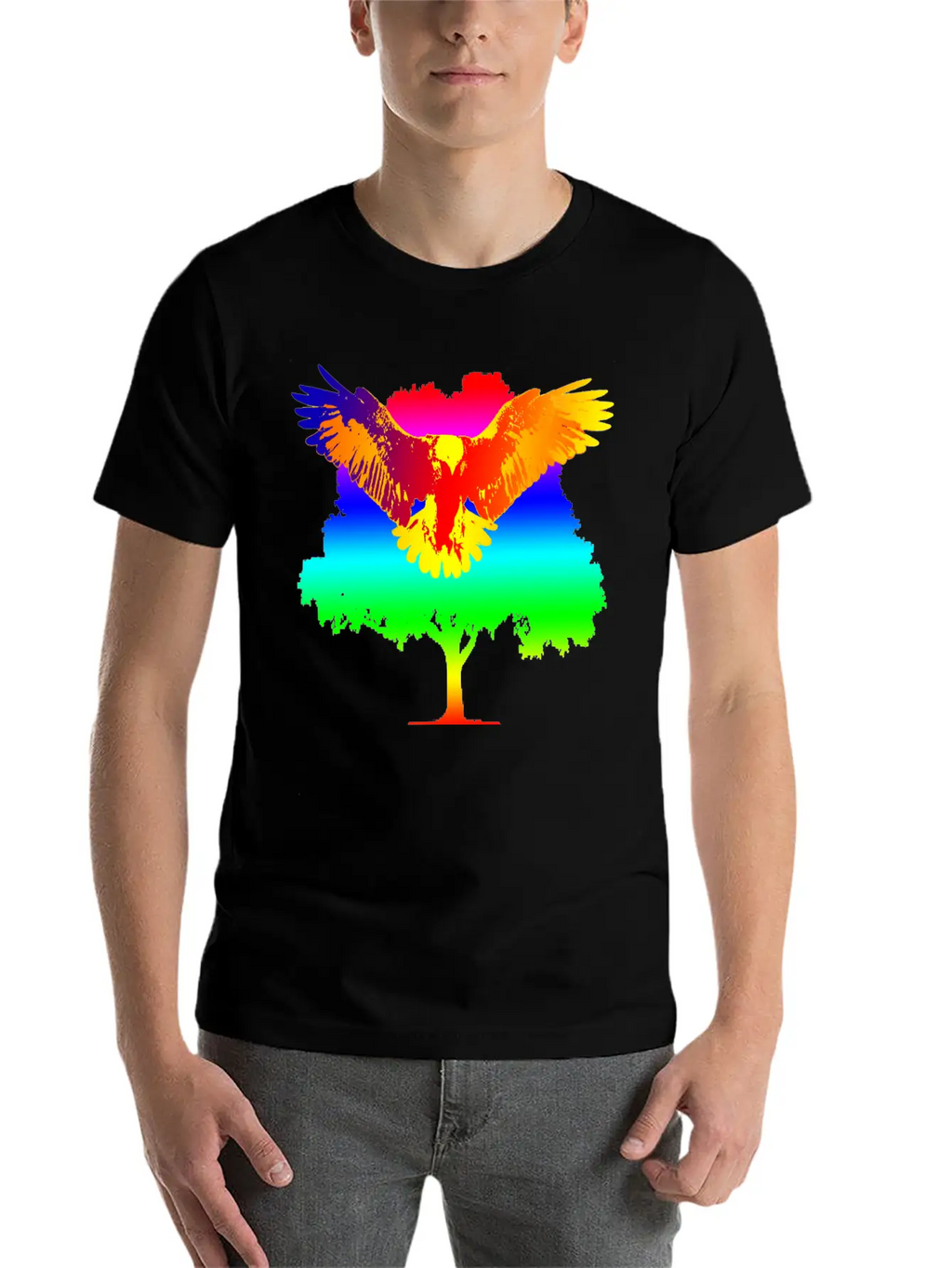 Eagle And Tree Breathable Graphic T-Shirt – Perfect For Casual Days
