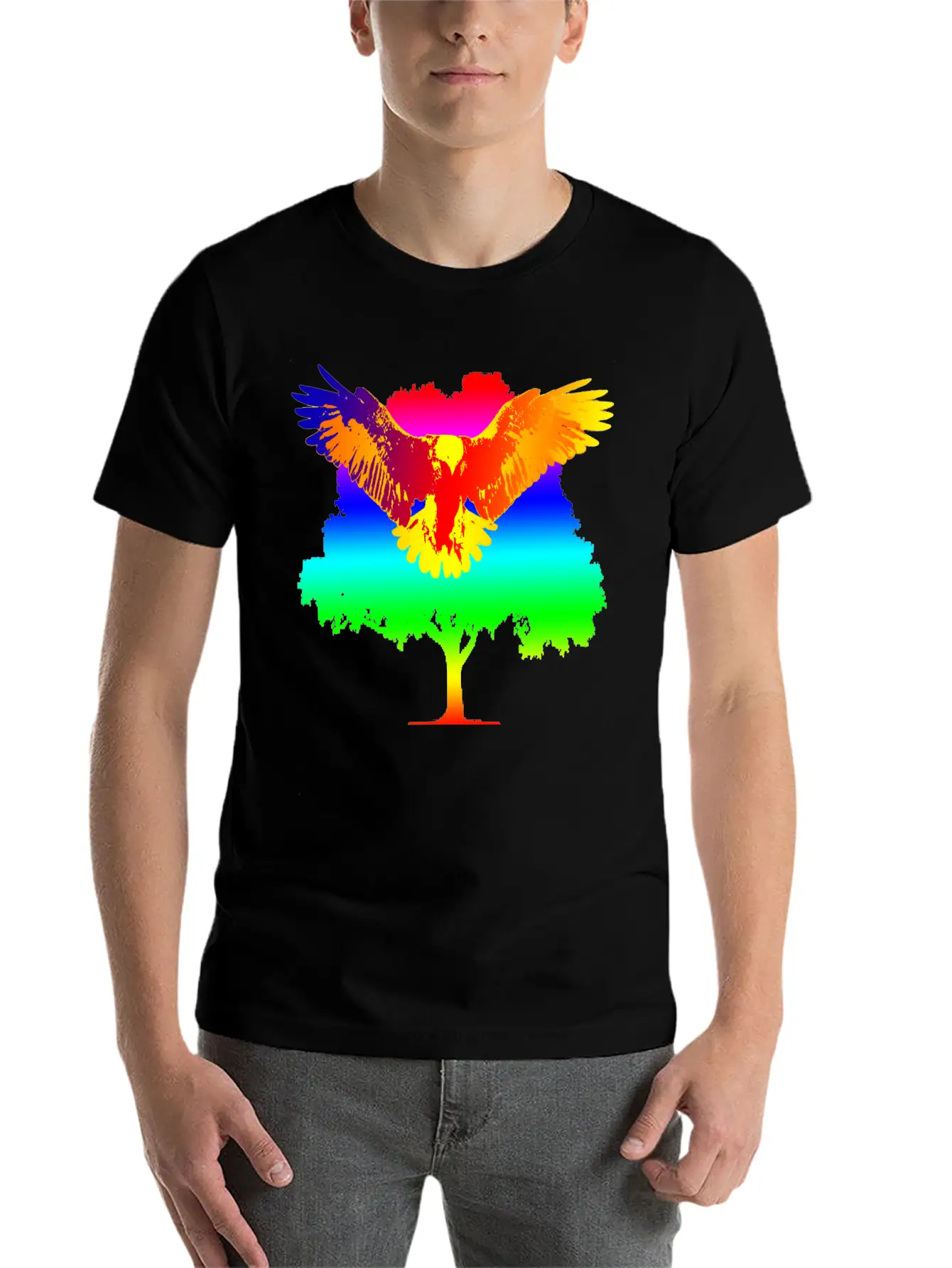 Eagle And Tree Breathable Graphic T-Shirt – Perfect For Casual Days