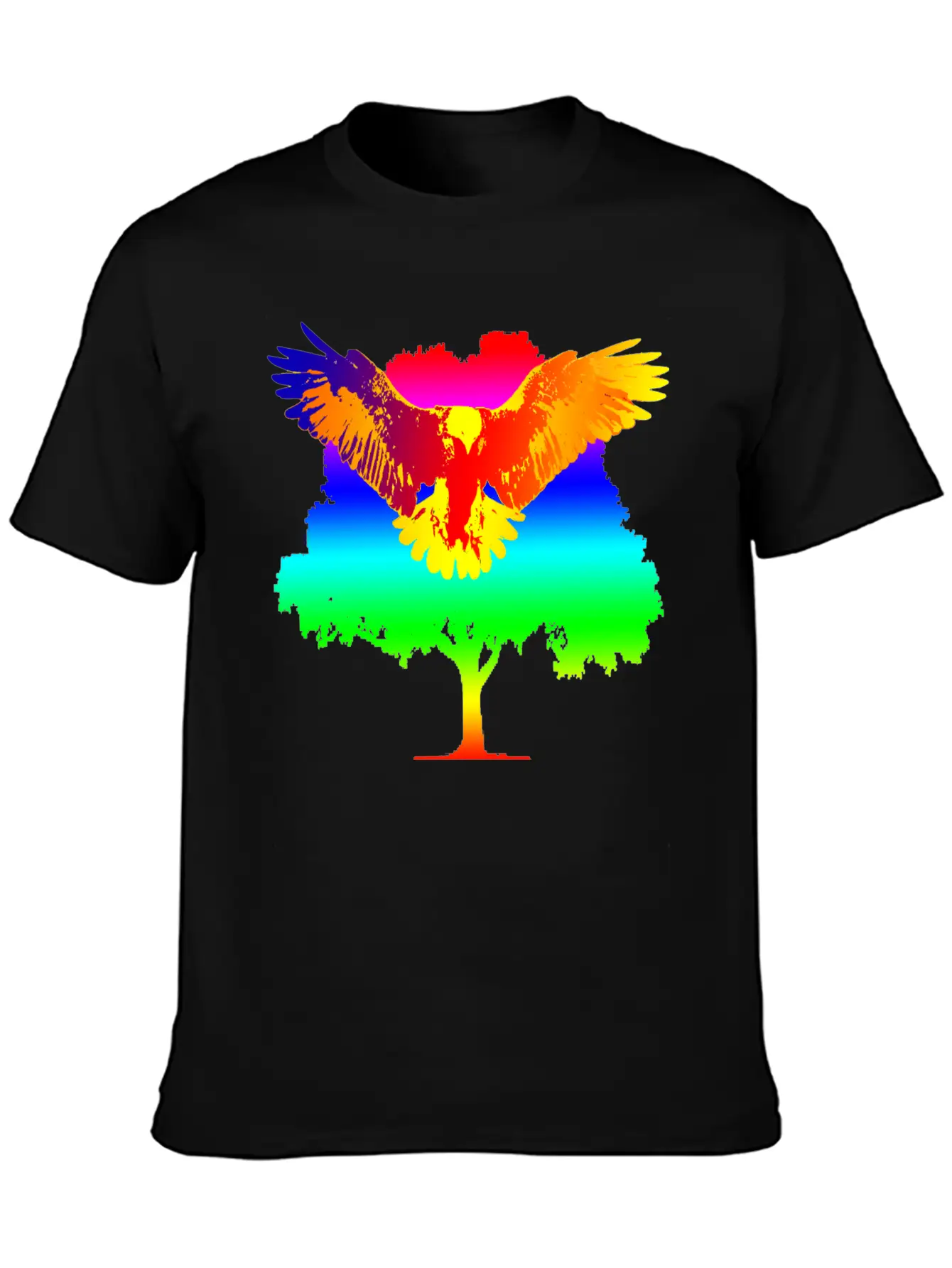 Eagle And Tree Breathable Graphic T-Shirt – Perfect For Casual Days