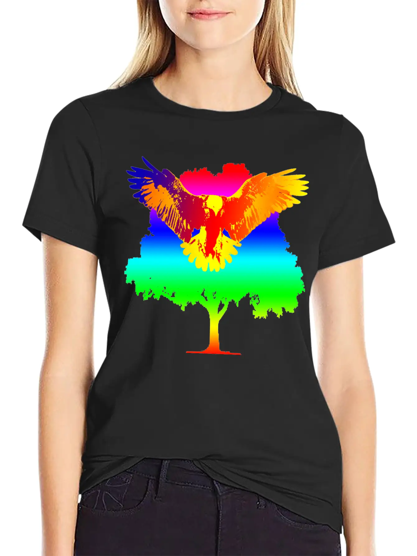 Eagle And Tree Breathable Graphic T-Shirt – Perfect For Casual Days