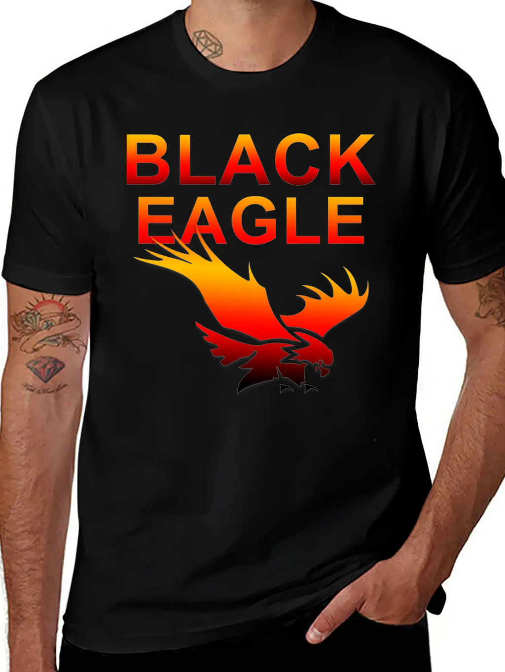 EAGLE....BLACK EAGLE Basic Graphic T-Shirt – Daily Comfort In Soft Cotton
