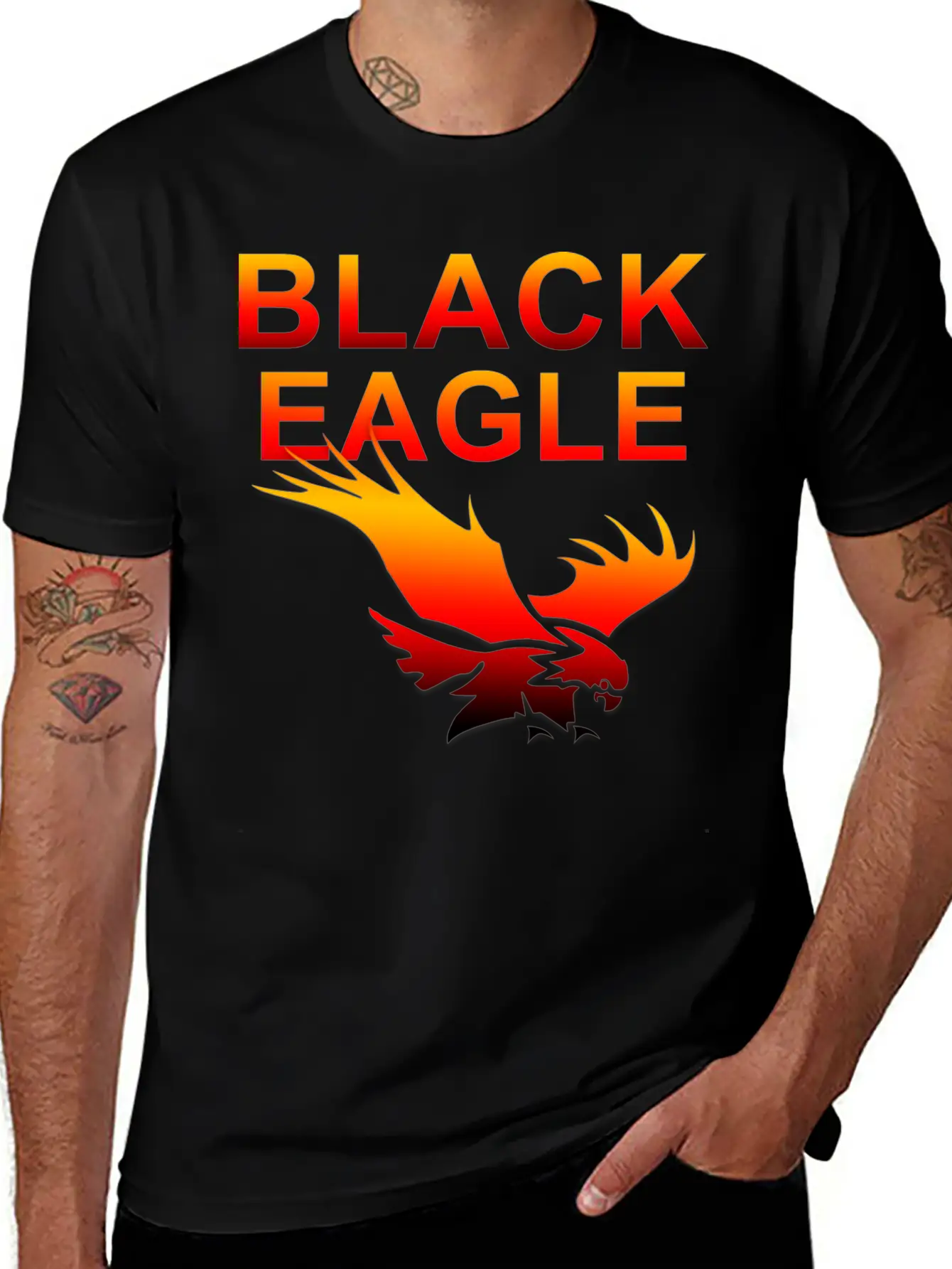 EAGLE....BLACK EAGLE Basic Graphic T-Shirt – Daily Comfort In Soft Cotton