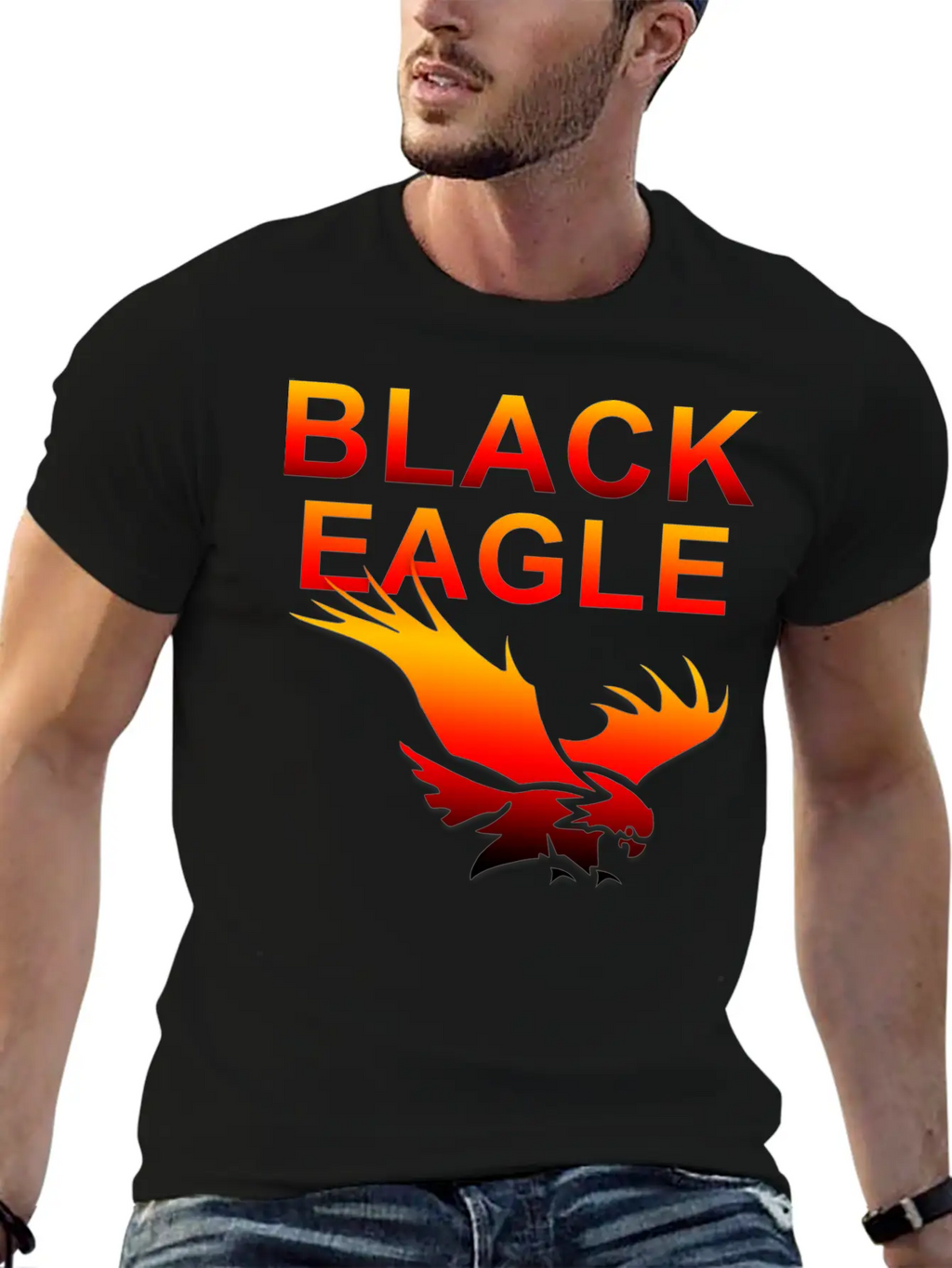 EAGLE....BLACK EAGLE Basic Graphic T-Shirt – Daily Comfort In Soft Cotton