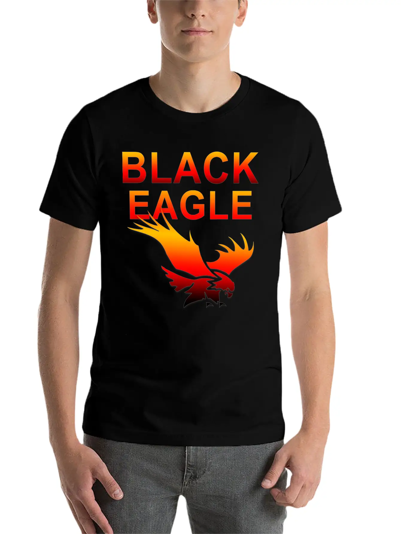 EAGLE....BLACK EAGLE Basic Graphic T-Shirt – Daily Comfort In Soft Cotton