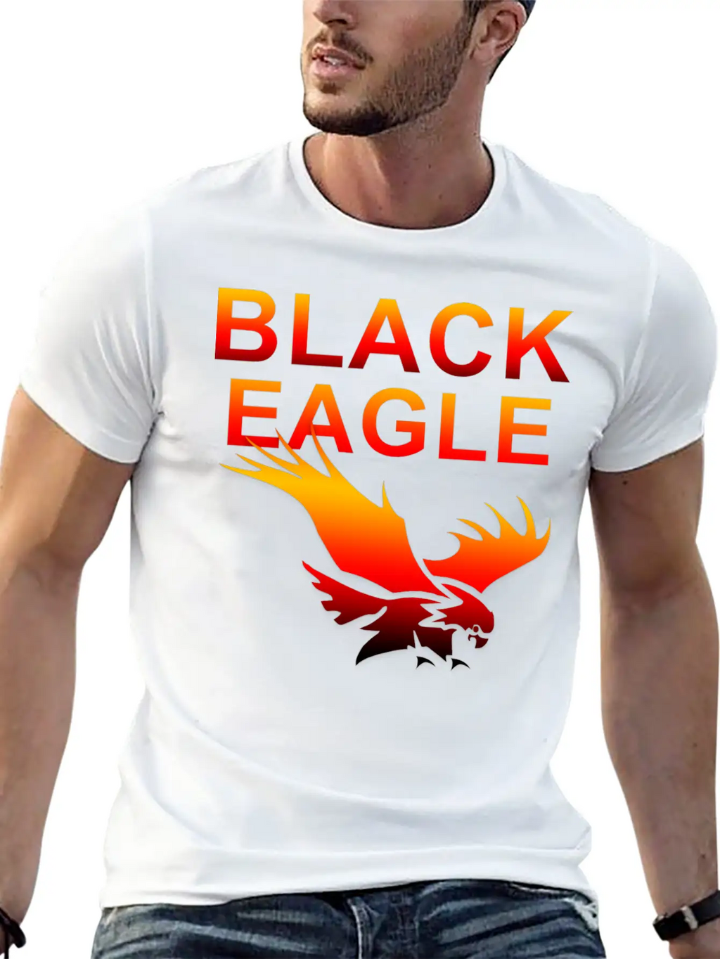 EAGLE....BLACK EAGLE Basic Graphic T-Shirt – Daily Comfort In Soft Cotton