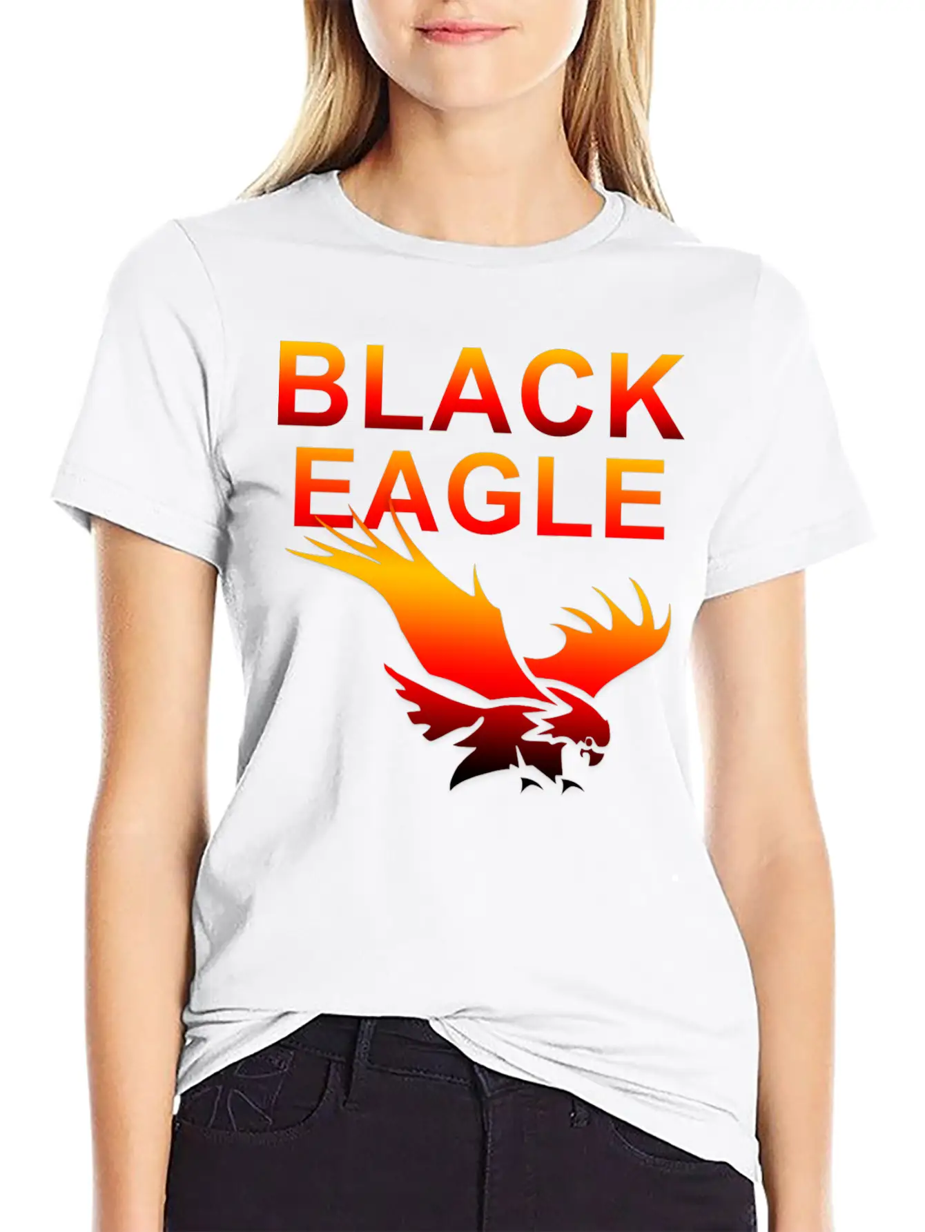 EAGLE....BLACK EAGLE Basic Graphic T-Shirt – Daily Comfort In Soft Cotton