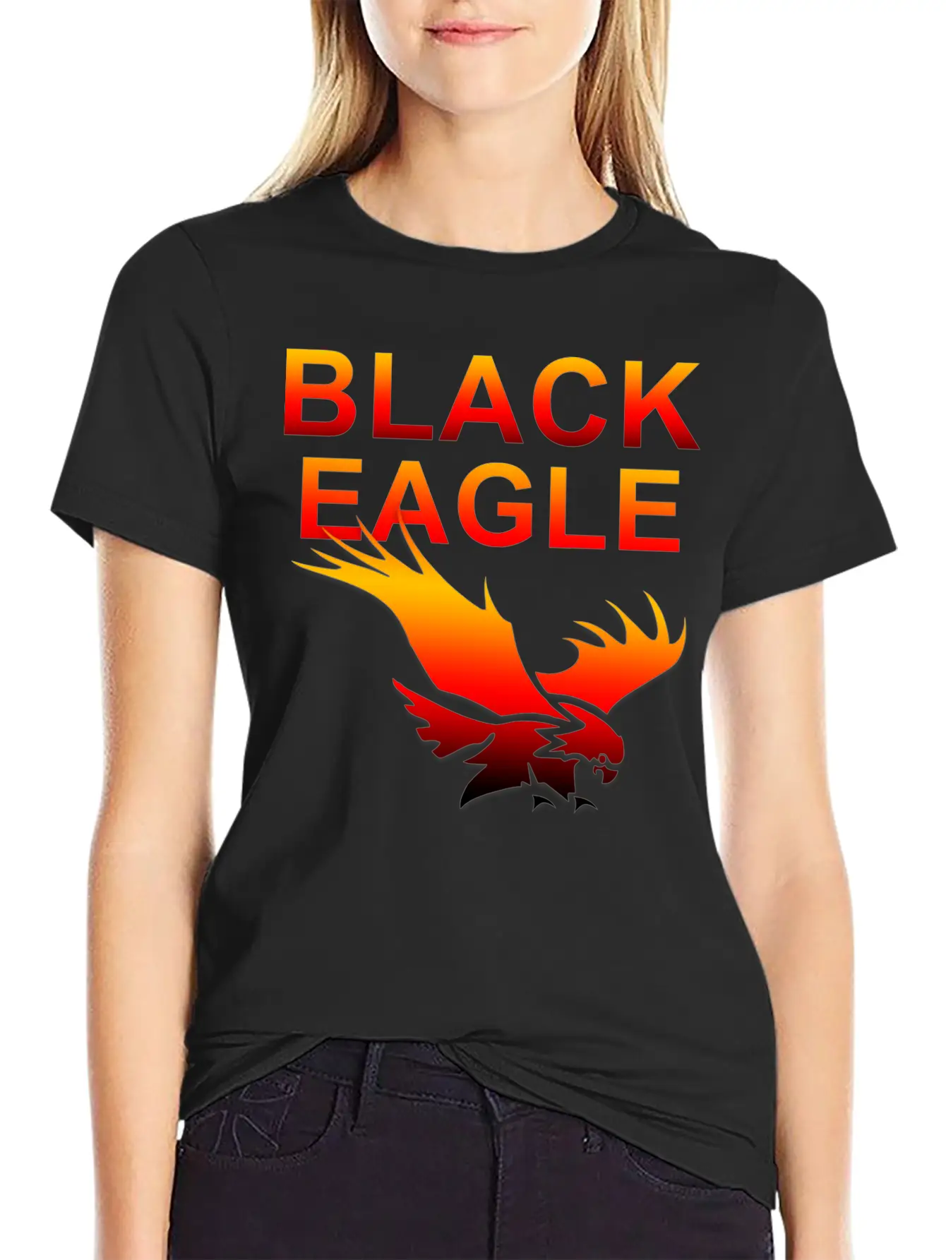 EAGLE....BLACK EAGLE Basic Graphic T-Shirt – Daily Comfort In Soft Cotton