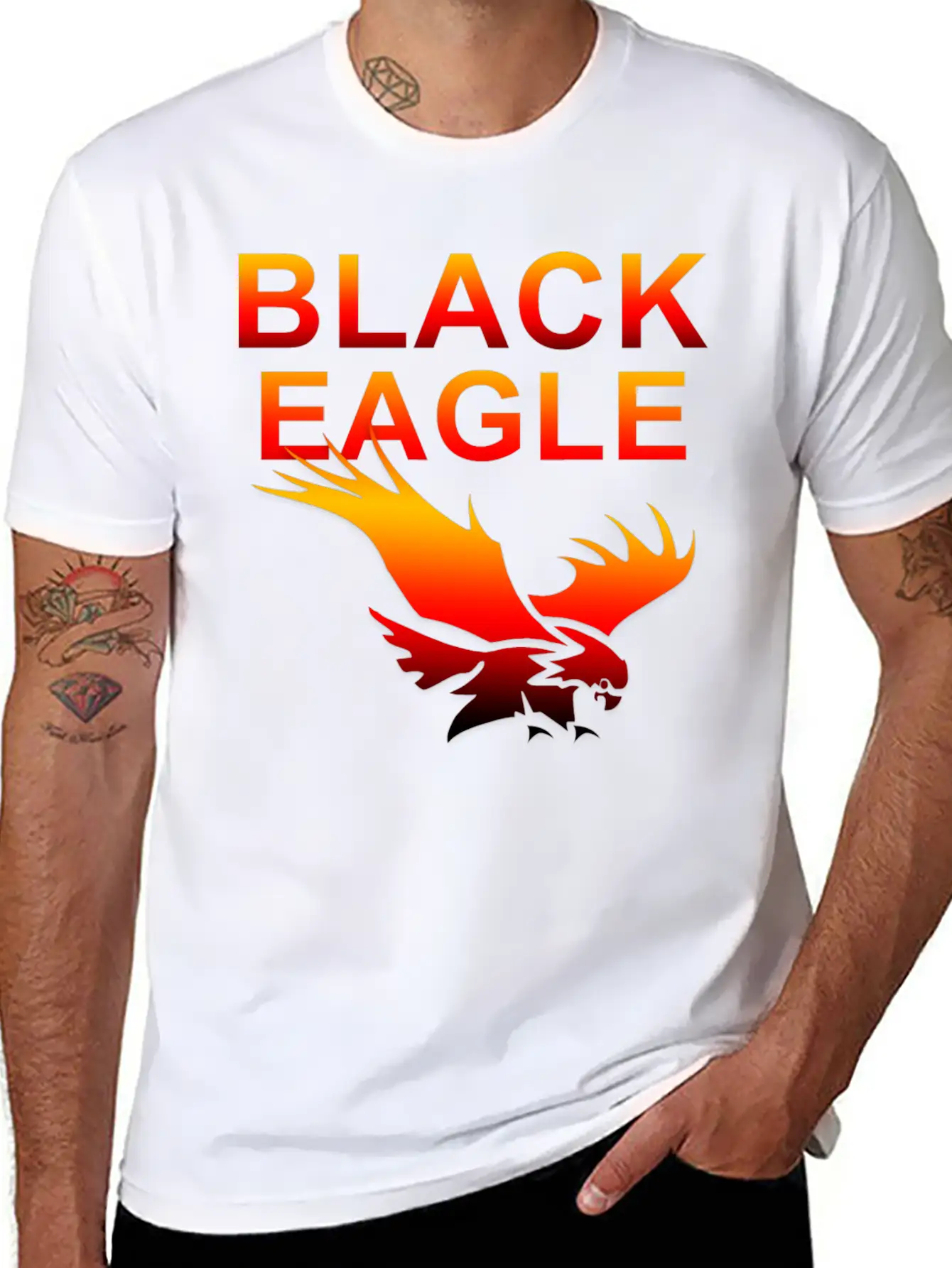 EAGLE....BLACK EAGLE Basic Graphic T-Shirt – Daily Comfort In Soft Cotton