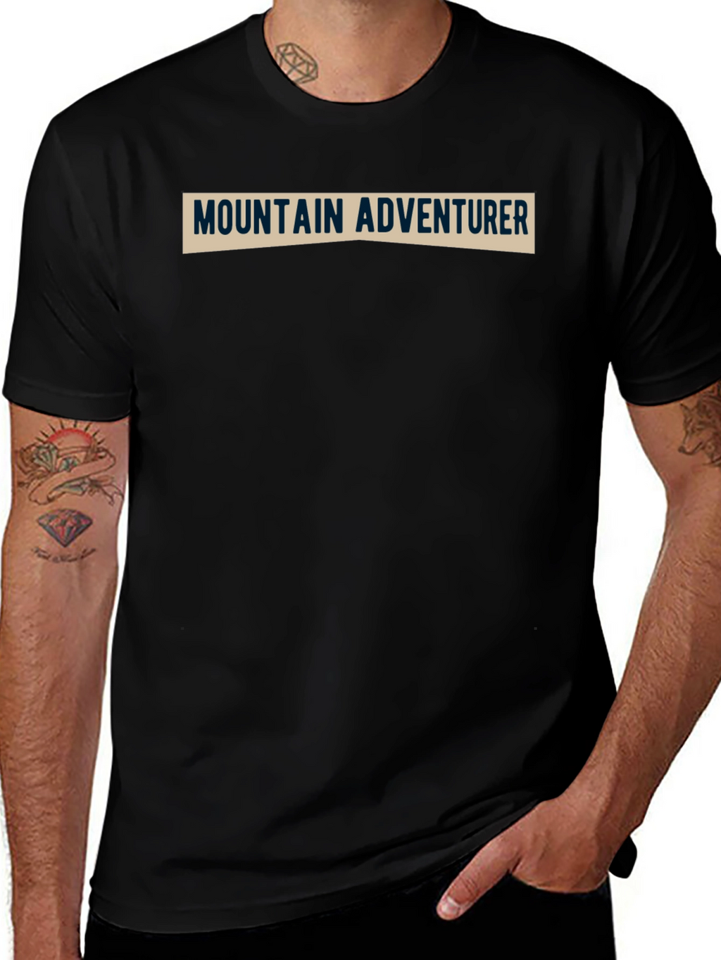 Mountain Adventurer Tee - Black Cotton Blend Shirt
