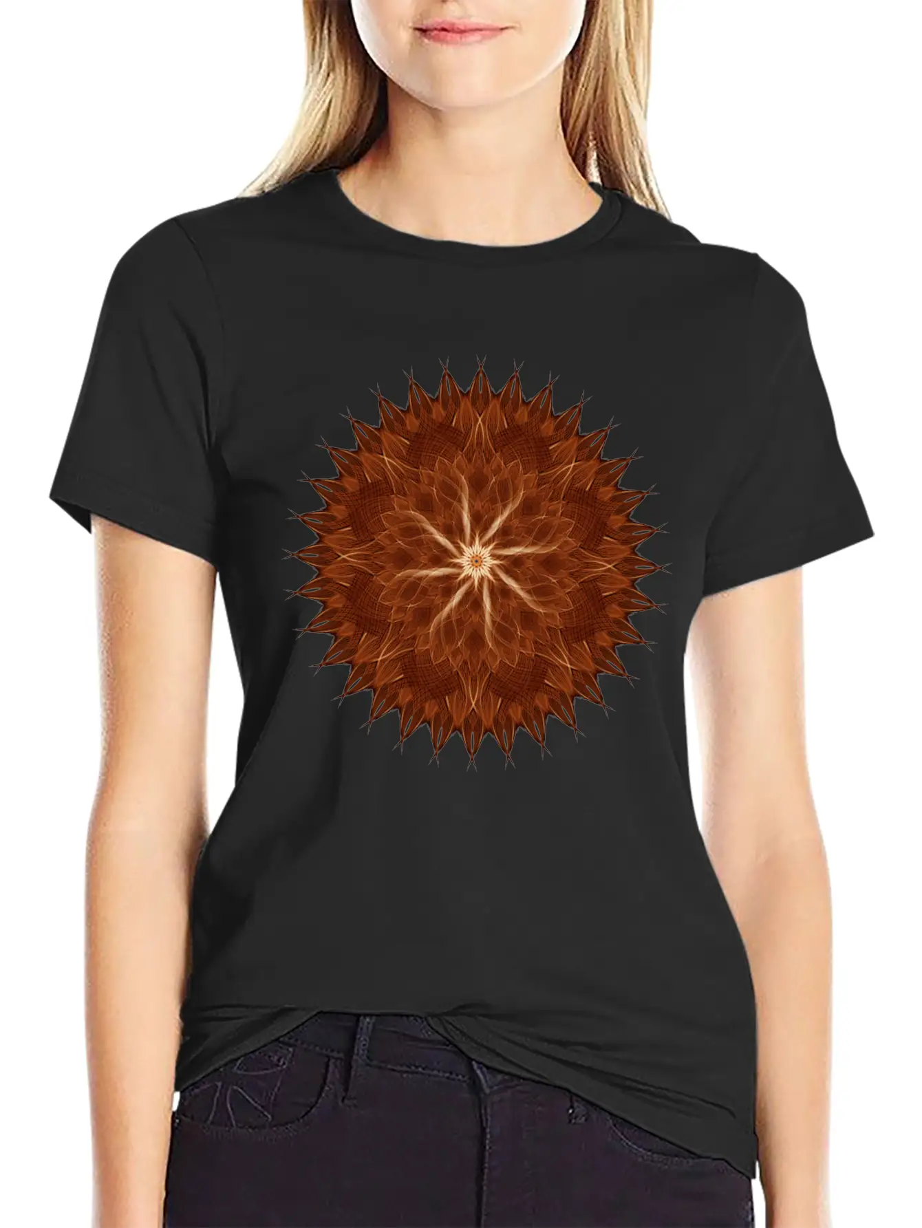 Earth Curves Mandala Breathable Graphic T-Shirt – Perfect For Casual Days