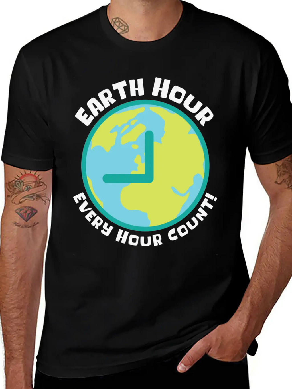 Earth Hour Every Hour Count Planet Climate Modern Fit Casual T-Shirt – Clean And Versatile Design