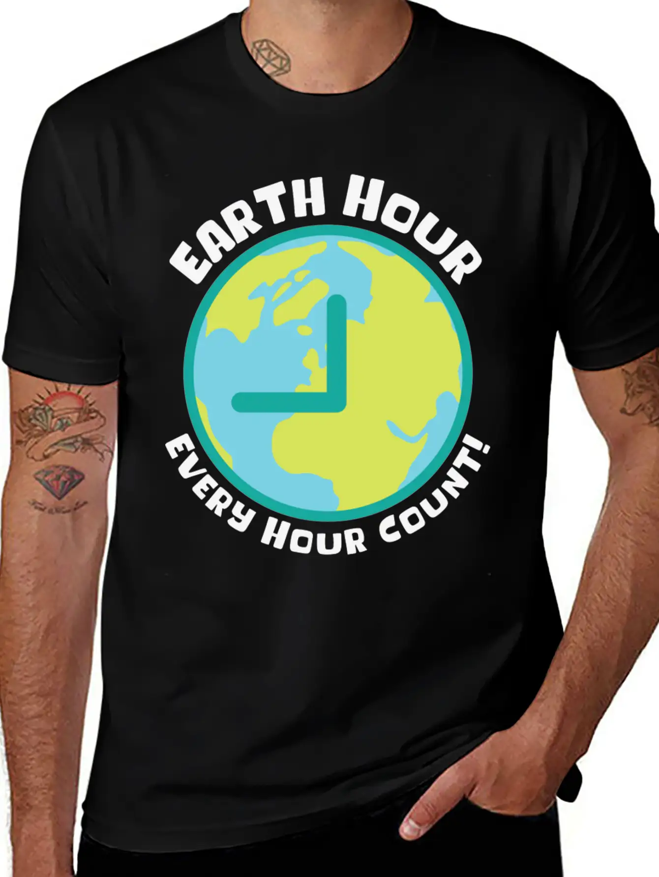 Earth Hour Every Hour Count Planet Climate Modern Fit Casual T-Shirt – Clean And Versatile Design