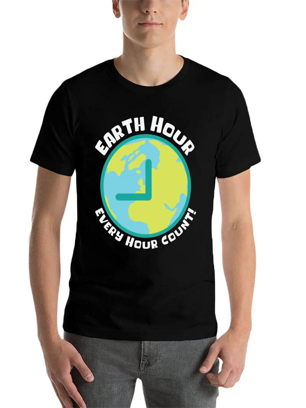 Earth Hour Every Hour Count Planet Climate Modern Fit Casual T-Shirt – Clean And Versatile Design