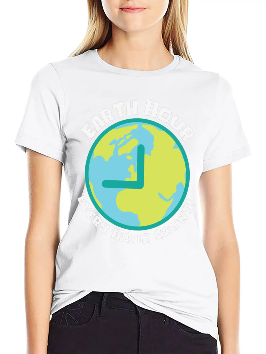 Earth Hour Every Hour Count Planet Climate Modern Fit Casual T-Shirt – Clean And Versatile Design