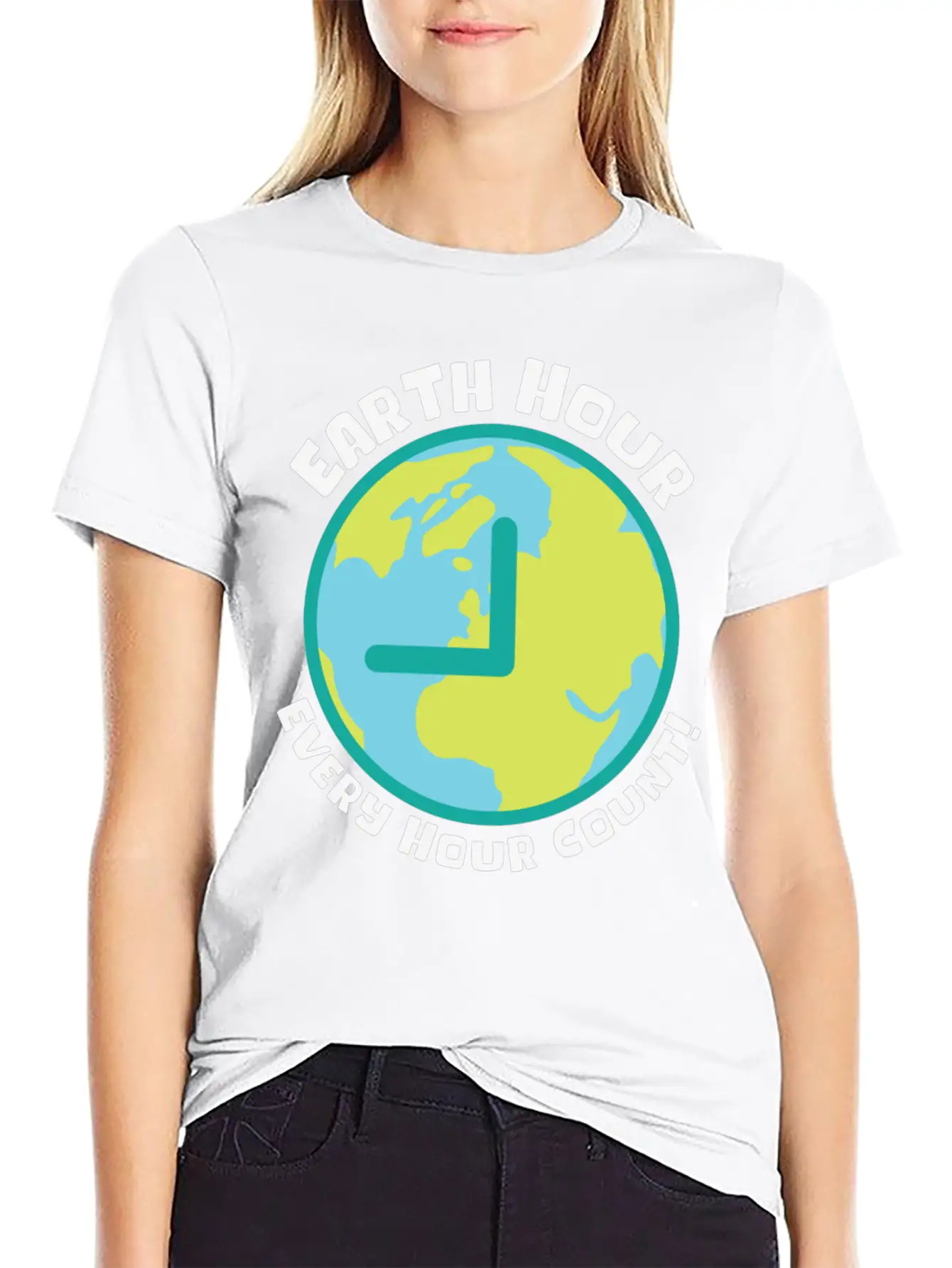 Earth Hour Every Hour Count Planet Climate Modern Fit Casual T-Shirt – Clean And Versatile Design