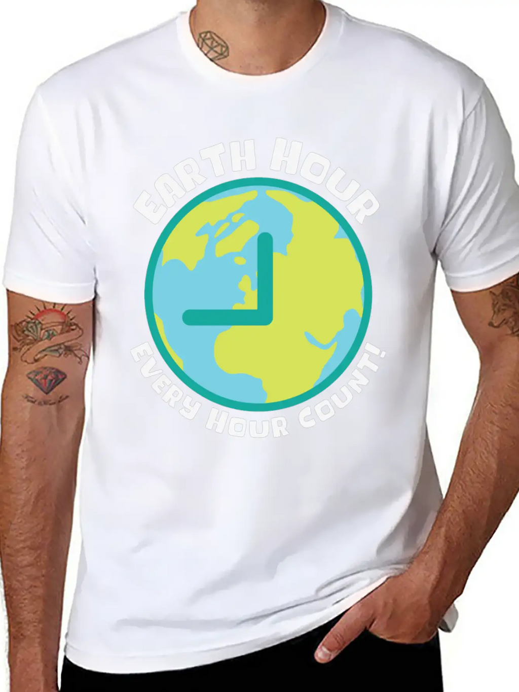 Earth Hour Every Hour Count Planet Climate Modern Fit Casual T-Shirt – Clean And Versatile Design