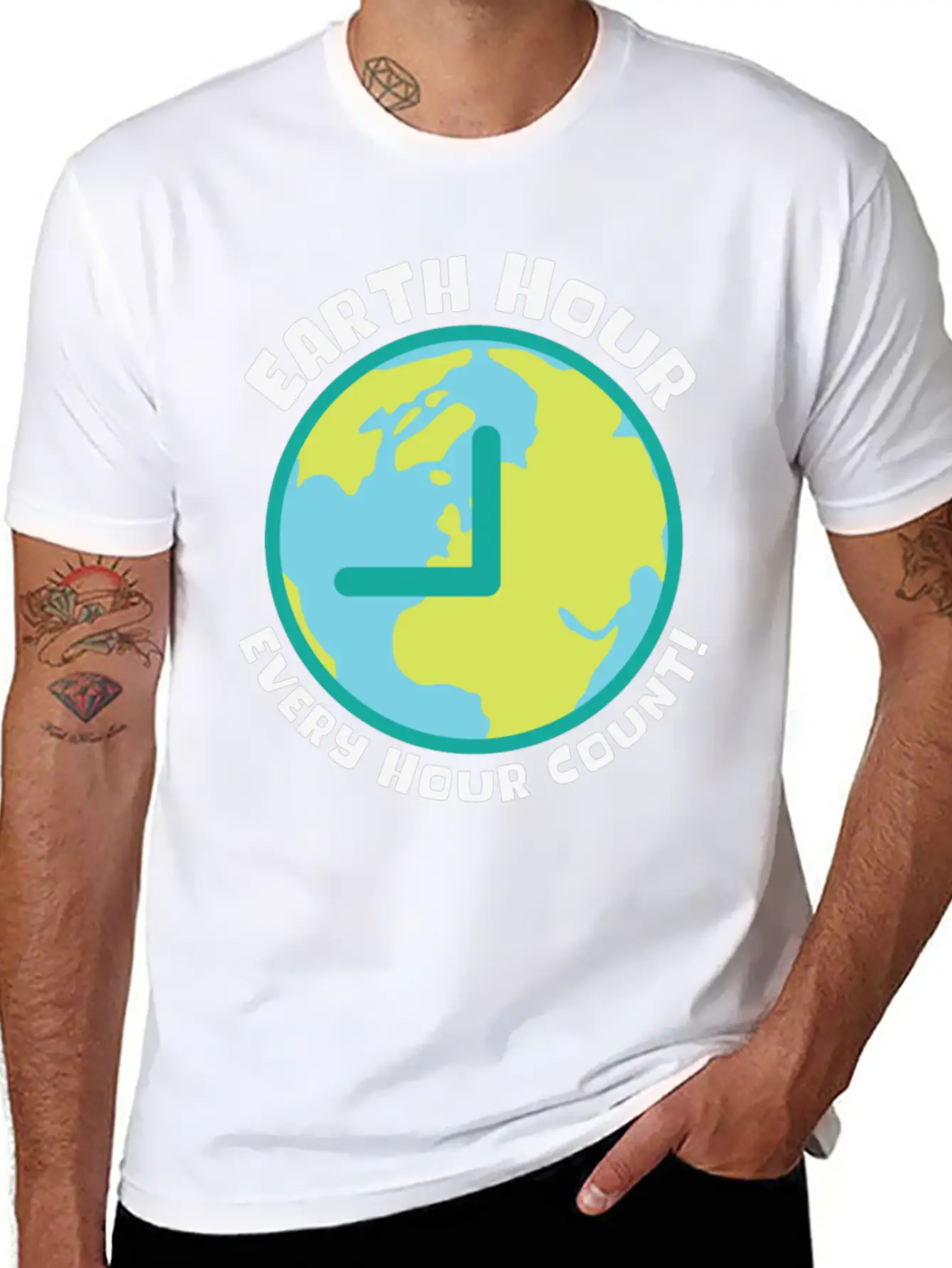 Earth Hour Every Hour Count Planet Climate Modern Fit Casual T-Shirt – Clean And Versatile Design