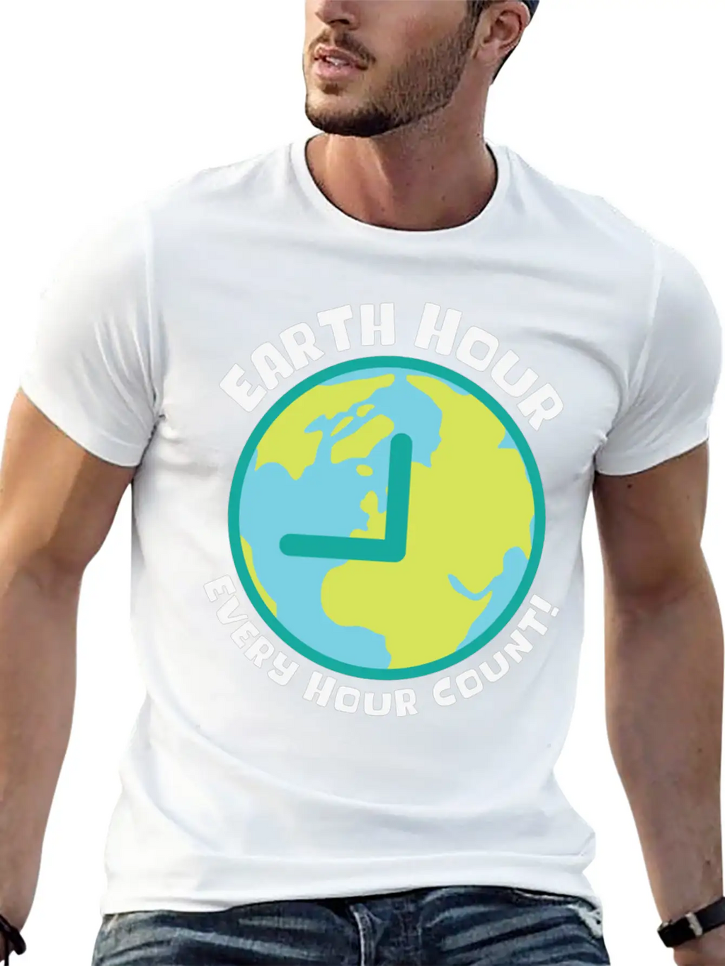 Earth Hour Every Hour Count Planet Climate Modern Fit Casual T-Shirt – Clean And Versatile Design