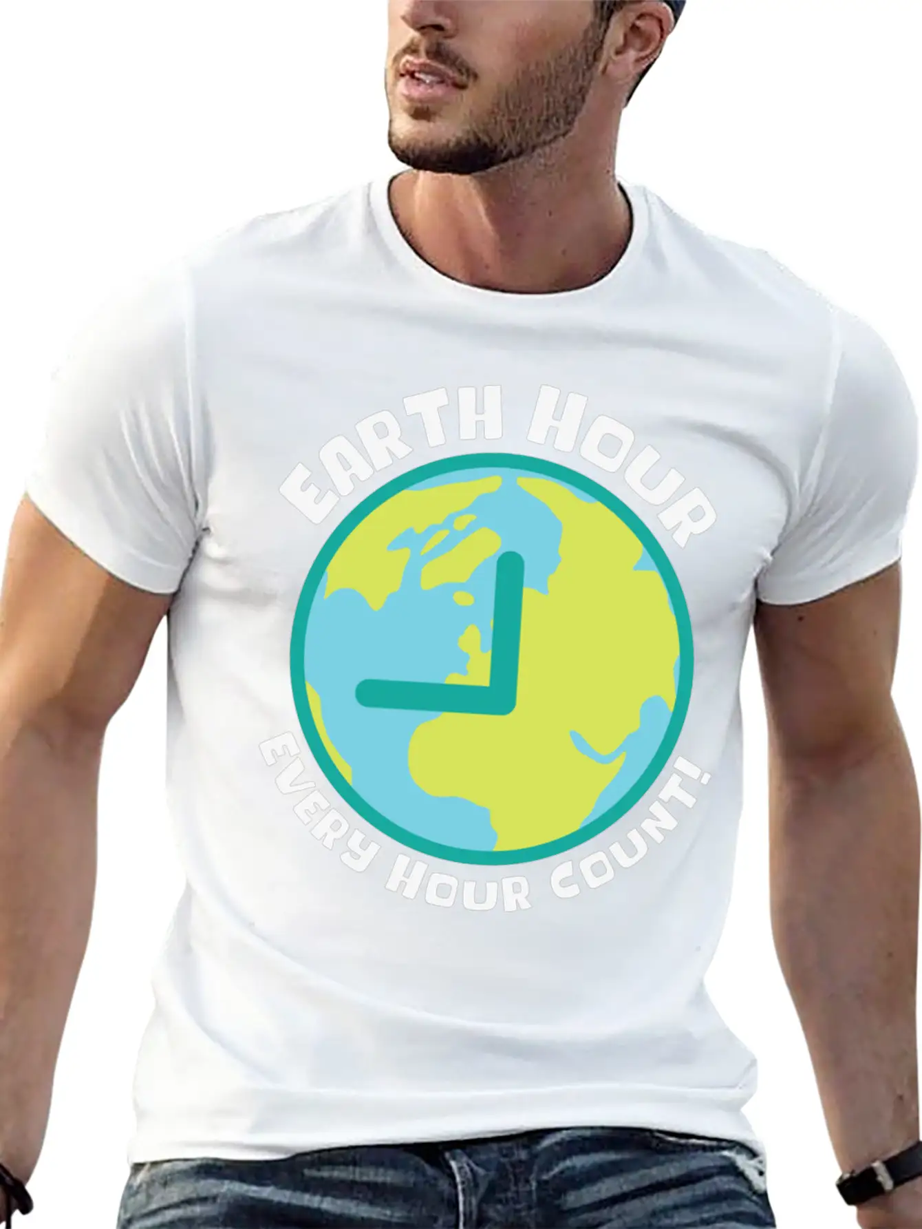 Earth Hour Every Hour Count Planet Climate Modern Fit Casual T-Shirt – Clean And Versatile Design