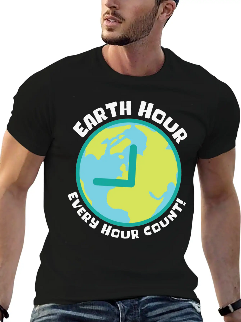 Earth Hour Every Hour Count Planet Climate Modern Fit Casual T-Shirt – Clean And Versatile Design