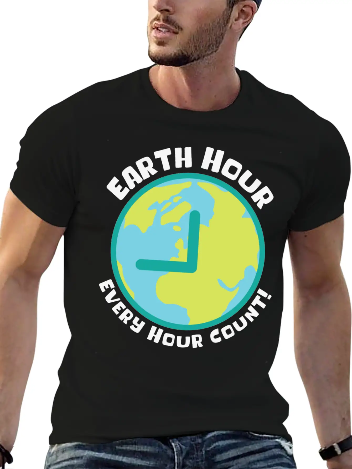 Earth Hour Every Hour Count Planet Climate Modern Fit Casual T-Shirt – Clean And Versatile Design