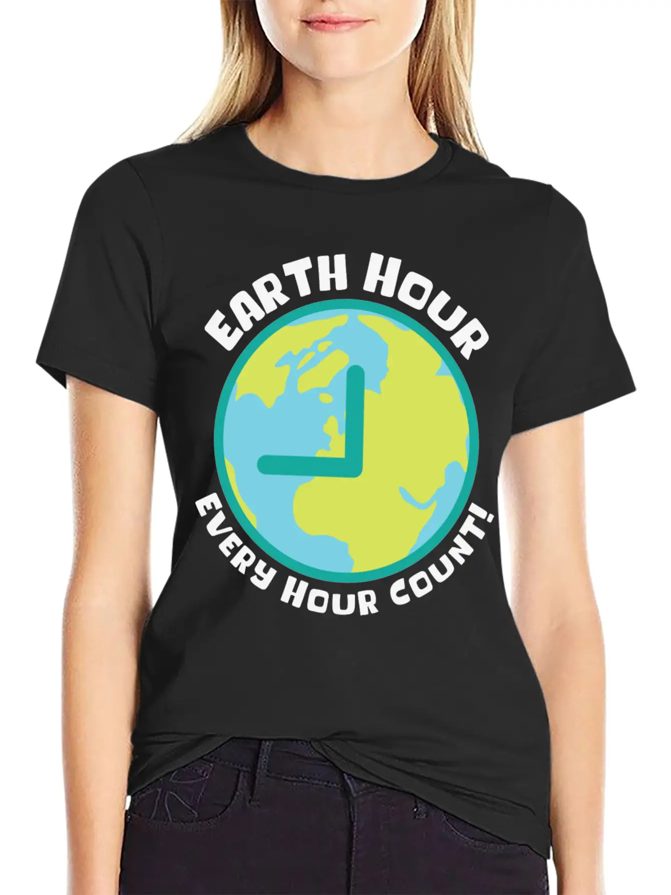 Earth Hour Every Hour Count Planet Climate Modern Fit Casual T-Shirt – Clean And Versatile Design