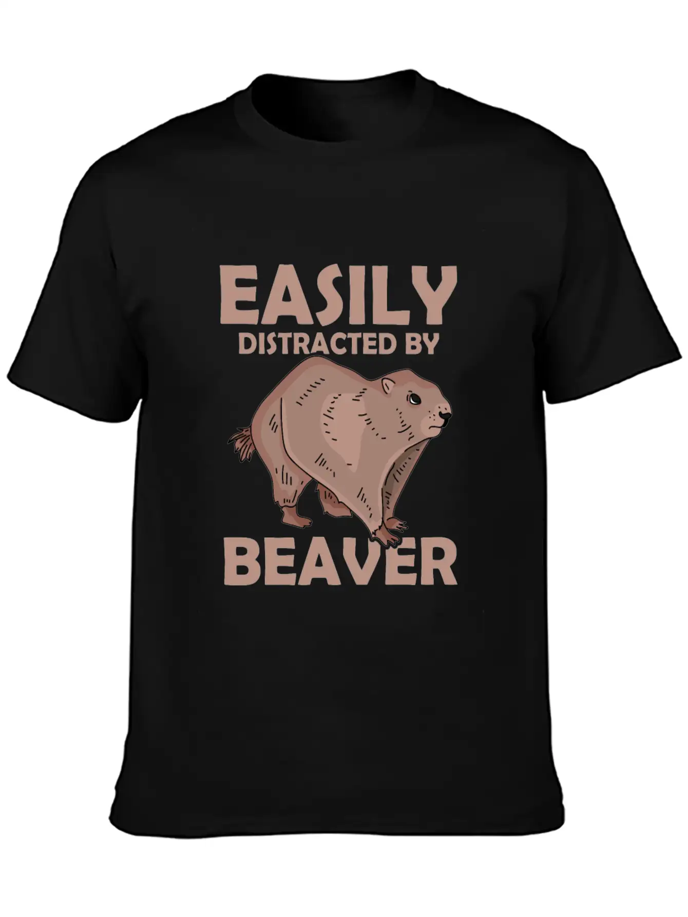 Easily Distracted By Beaver Rodent Animal Basic Graphic T-Shirt – Daily Comfort In Soft Cotton