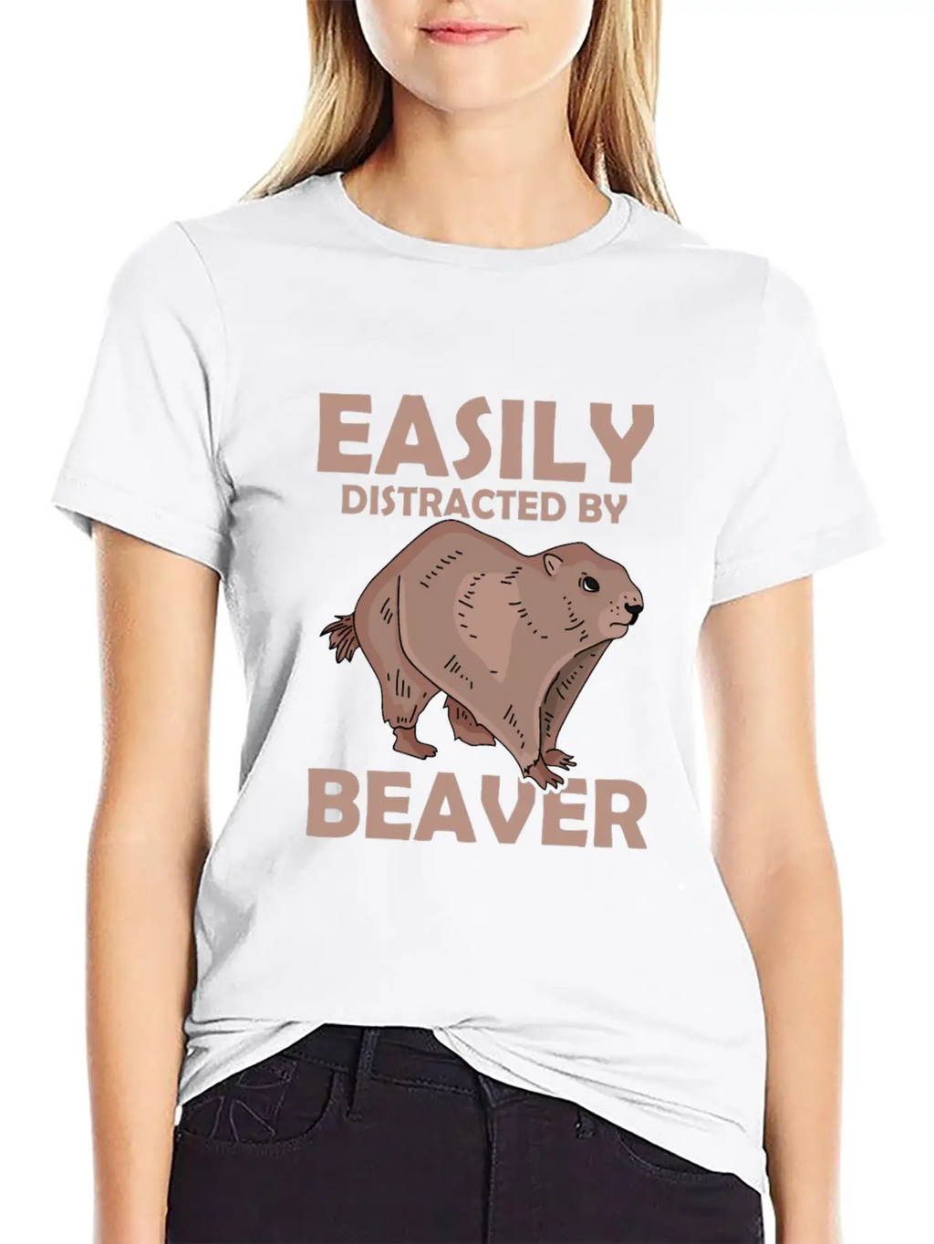 Easily Distracted By Beaver Rodent Animal Basic Graphic T-Shirt – Daily Comfort In Soft Cotton