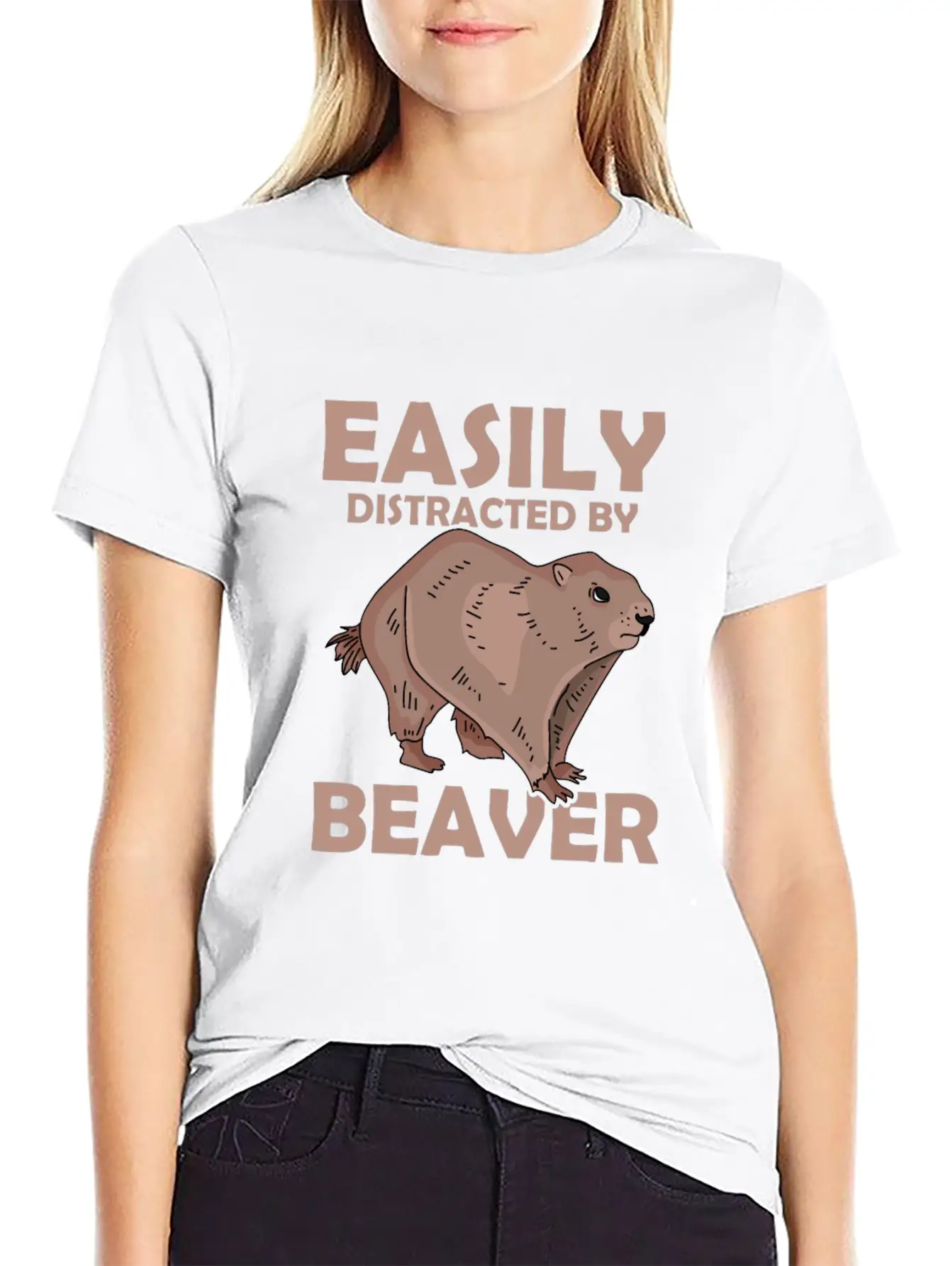 Easily Distracted By Beaver Rodent Animal Basic Graphic T-Shirt – Daily Comfort In Soft Cotton
