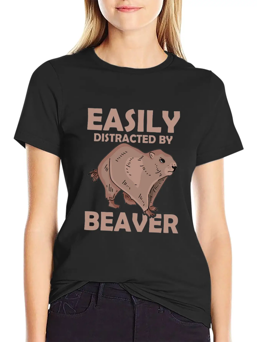 Easily Distracted By Beaver Rodent Animal Basic Graphic T-Shirt – Daily Comfort In Soft Cotton