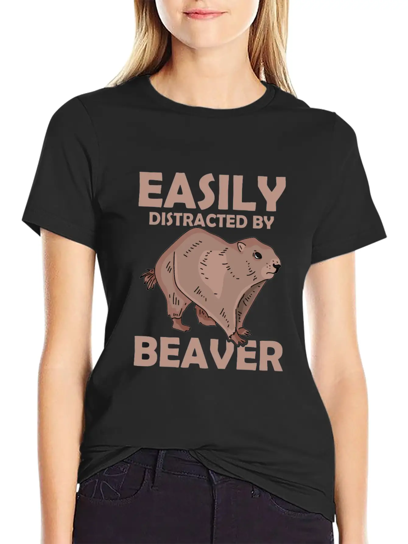 Easily Distracted By Beaver Rodent Animal Basic Graphic T-Shirt – Daily Comfort In Soft Cotton
