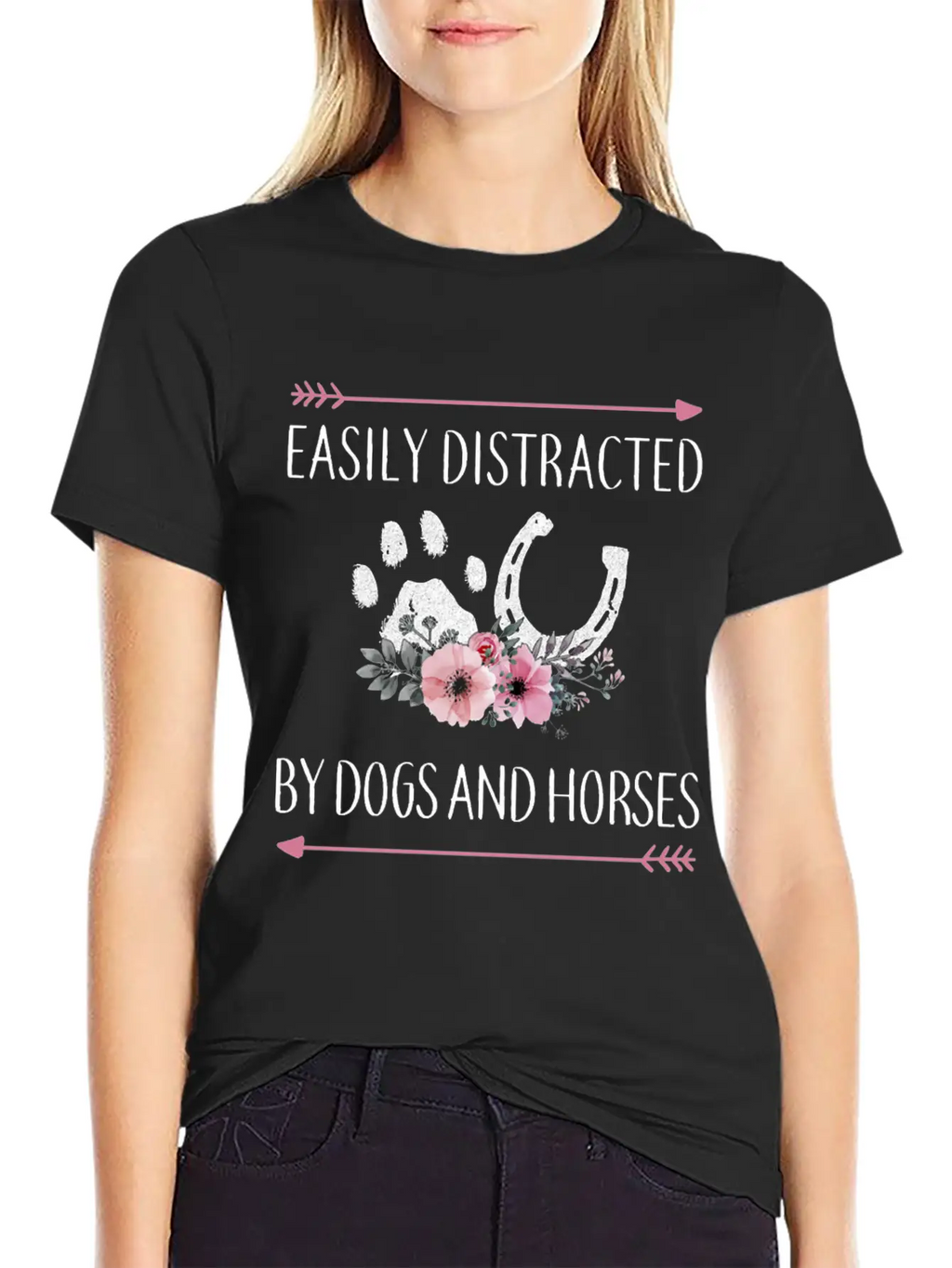 Easily Distracted By Dogs And Horses Horse Gifts F Essential Cotton Tee For Daily Outfits – Unisex Style