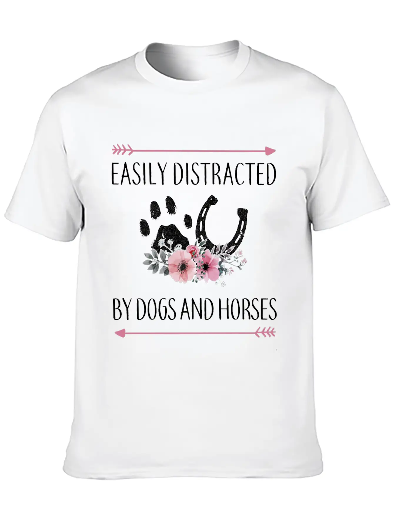 Easily Distracted By Dogs And Horses Horse Gifts F Essential Cotton Tee For Daily Outfits – Unisex Style